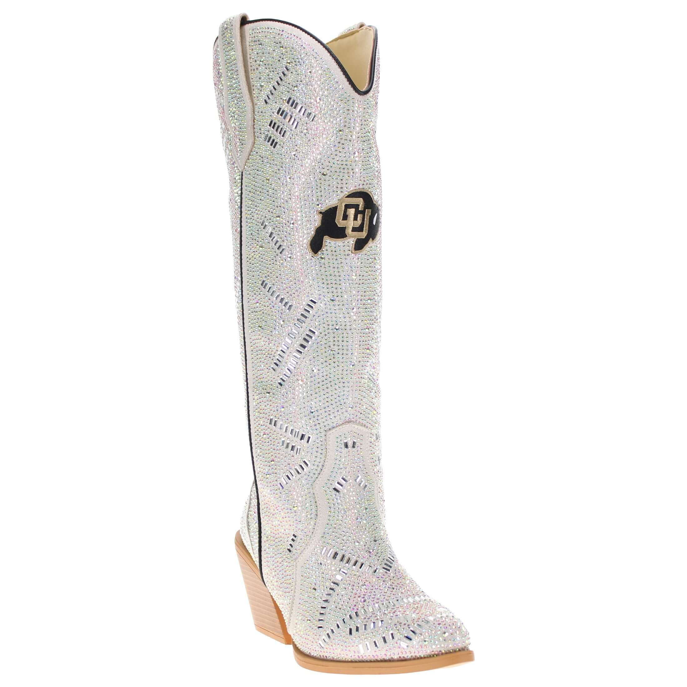 Women's University of Colorado Natural Tall Bling Cowgirl Boots Amber by V by Vaccari