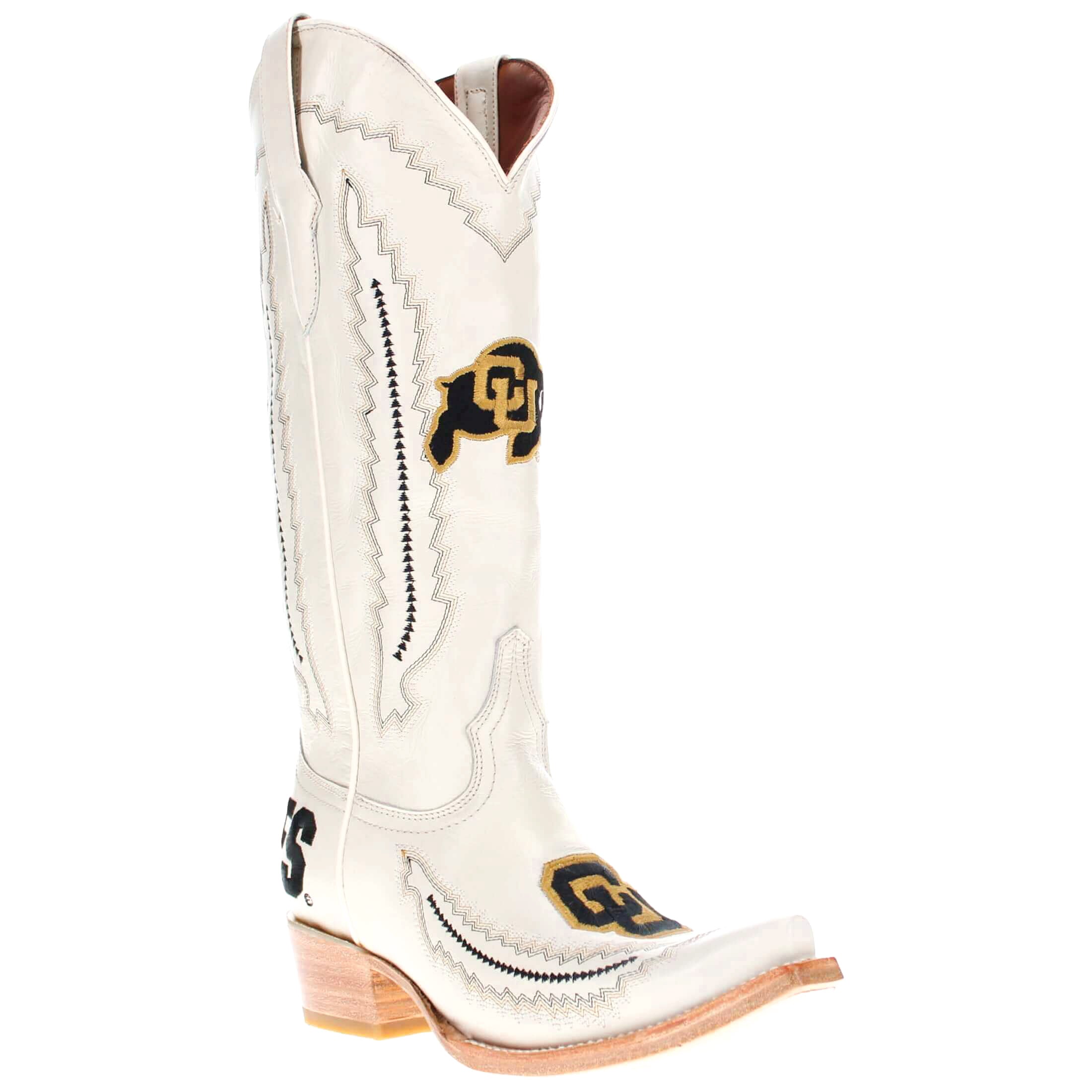 Women's University of Colorado Bone Leather Snip Toe Cowgirl Boots by Vaccari