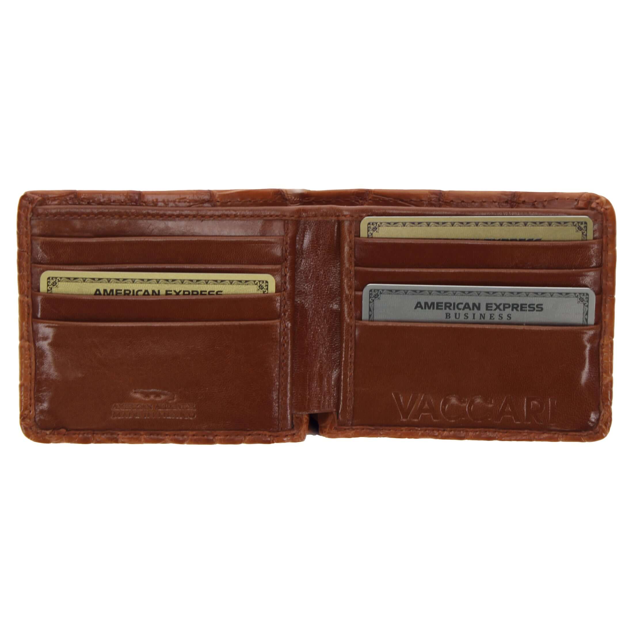 Cognac Alligator Belly Bifold Wallet by Vaccari Core