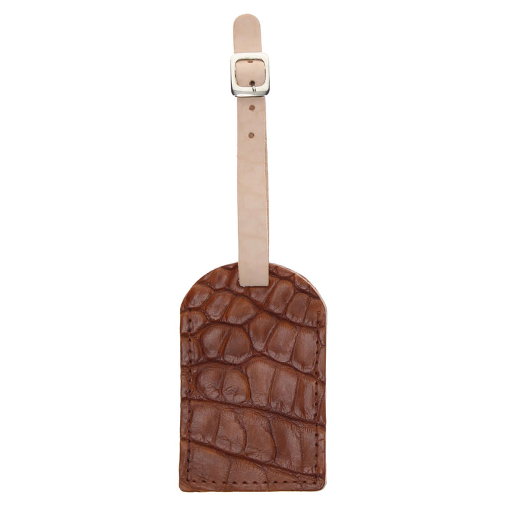 Cognac Alligator Belly Luggage Tag by Vaccari Core