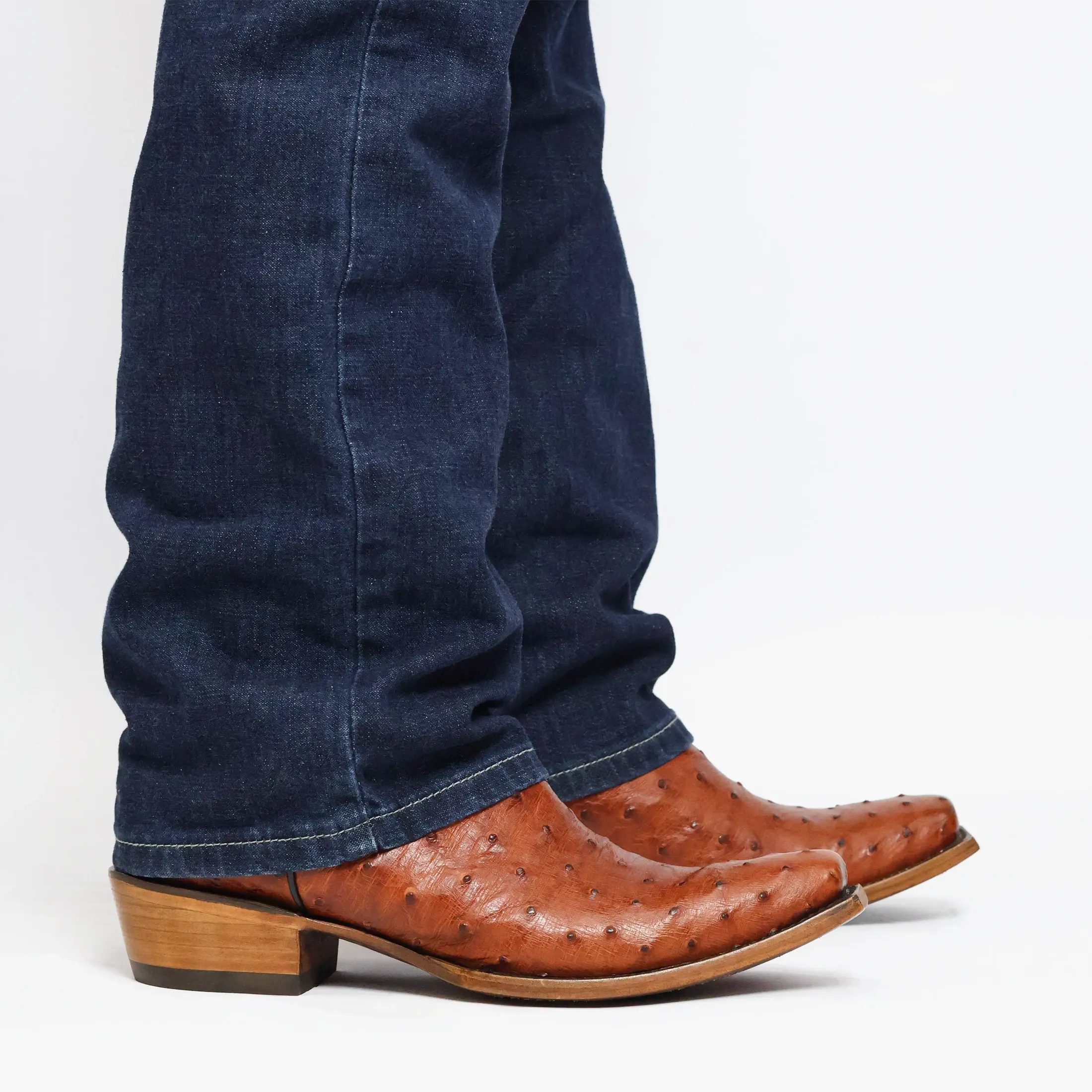 Men's Cognac Full Quill Ostrich JW Toe Cowboy Boots by Vaccari