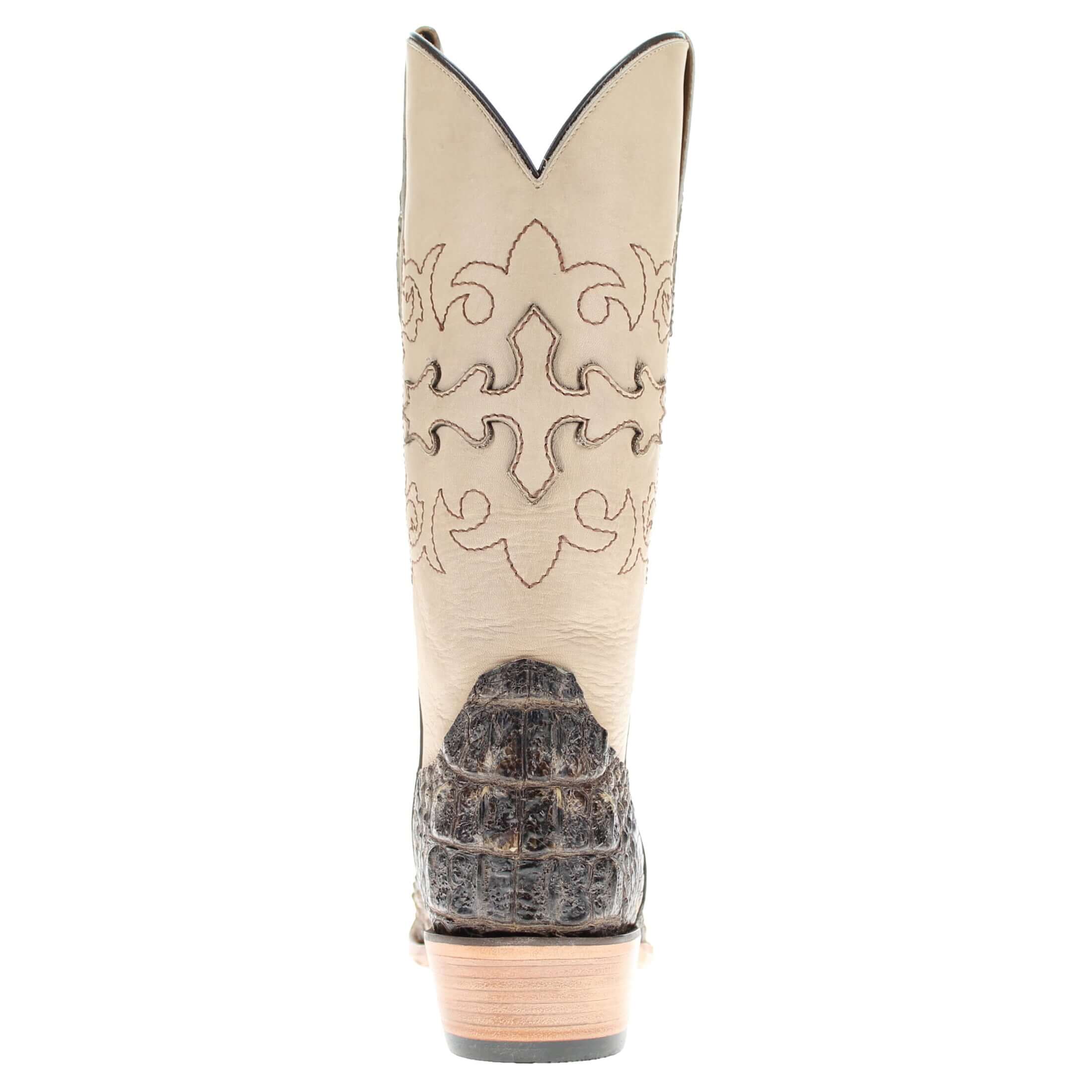 Mens Natural American Alligator Headcut Narrow Square Toe Cowboy Boots by Vaccari