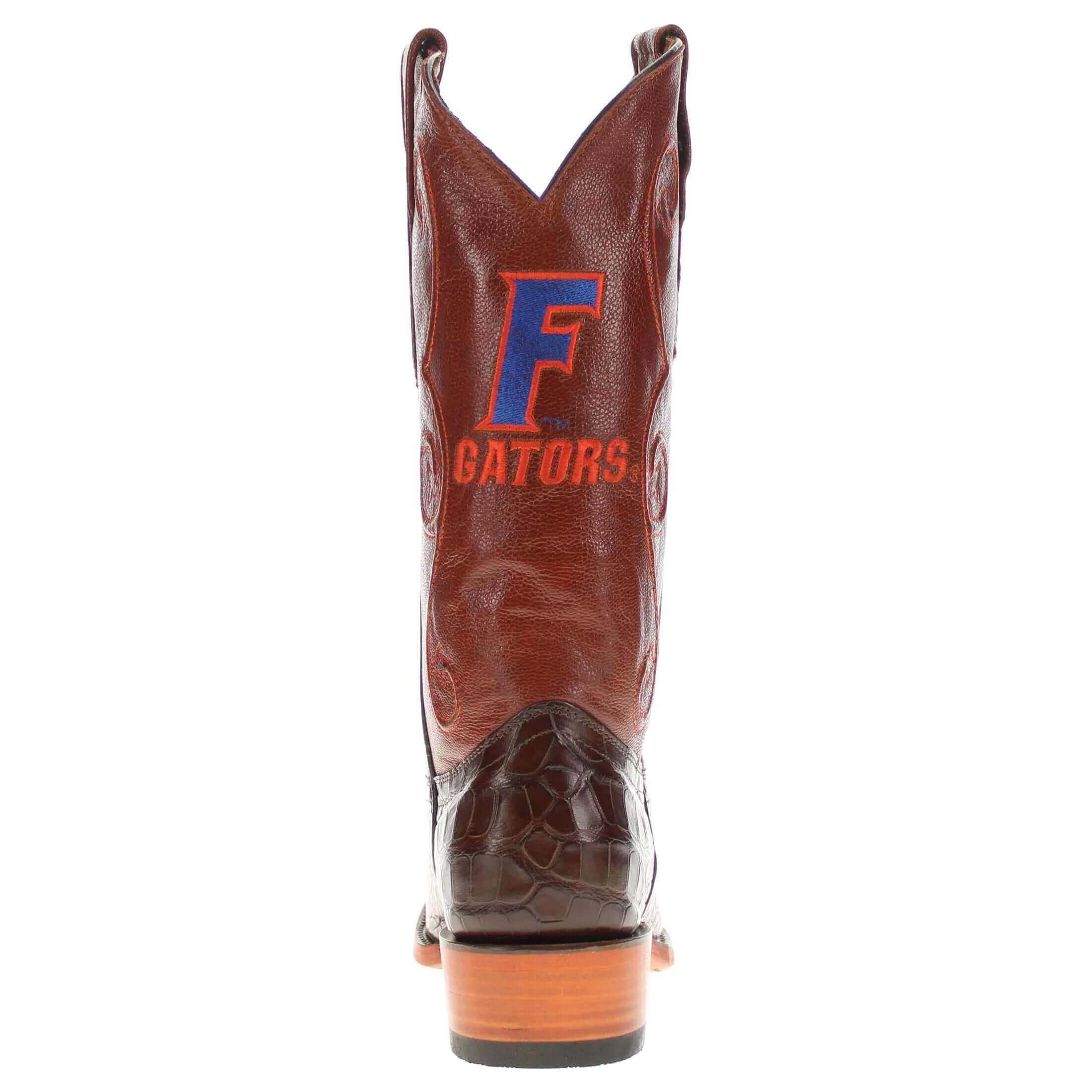 Men's University of Florida Gators Brown JW Toe American Alligator Belly Cowboy Boots James by Vaccari