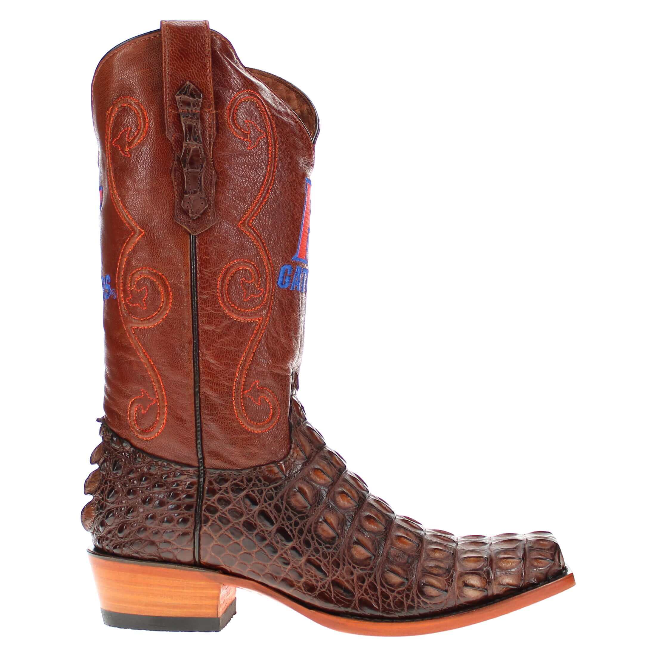 Men's University of Florida Mocha Hornback Alligator Boots by Vaccari