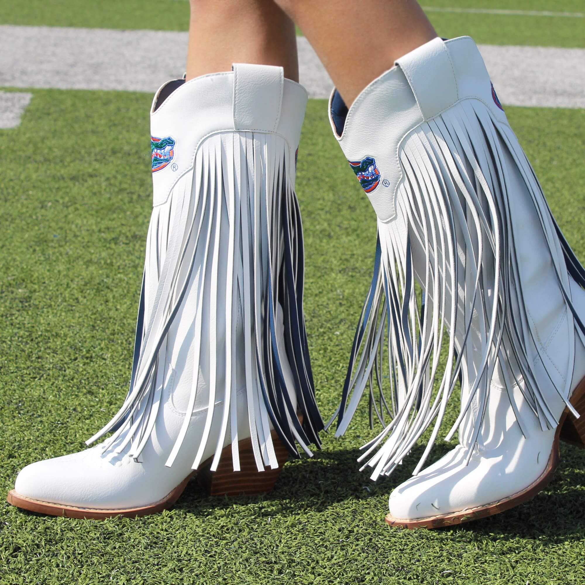 University of Florida Kacey White Fringe Boot By V By Vaccari