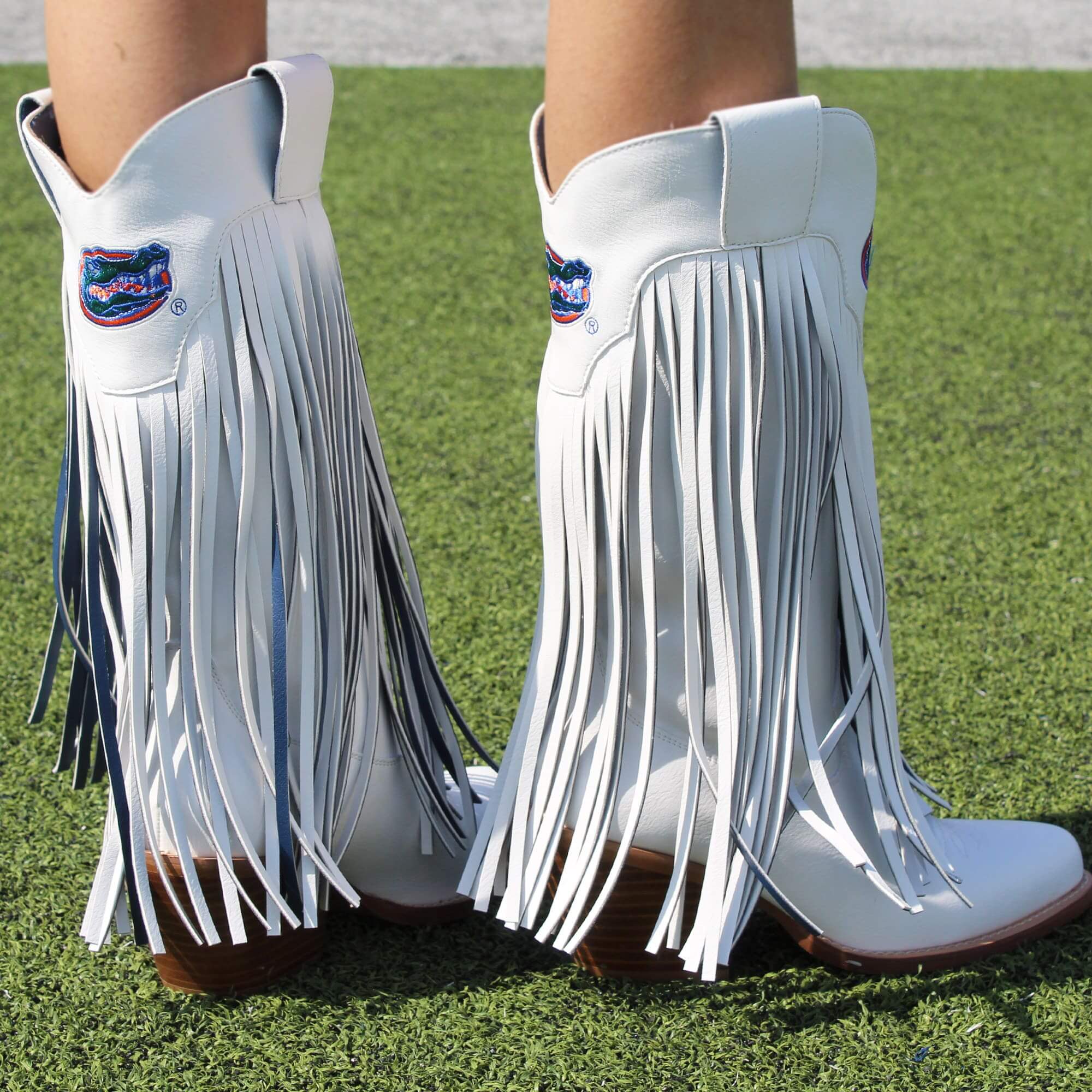 University of Florida Kacey White Fringe Boot By V By Vaccari