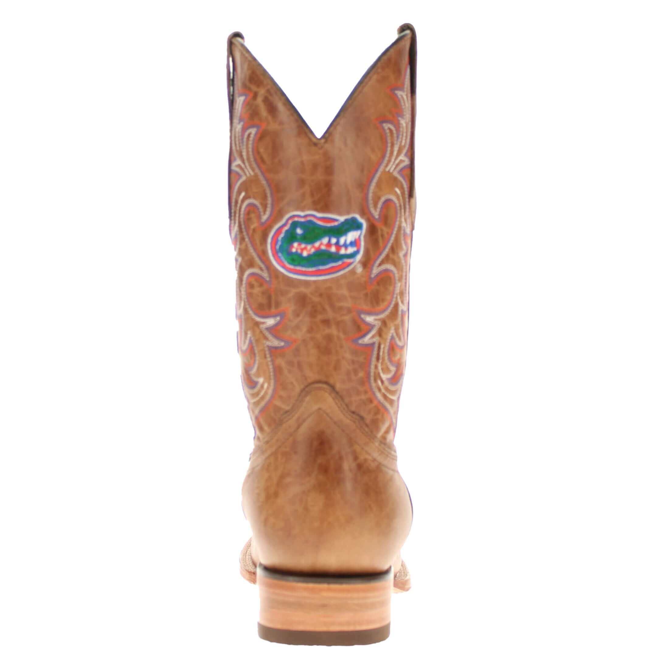 Men's University of Florida Gators Tan Leather Square Toe Cowboy Boots by Vaccari