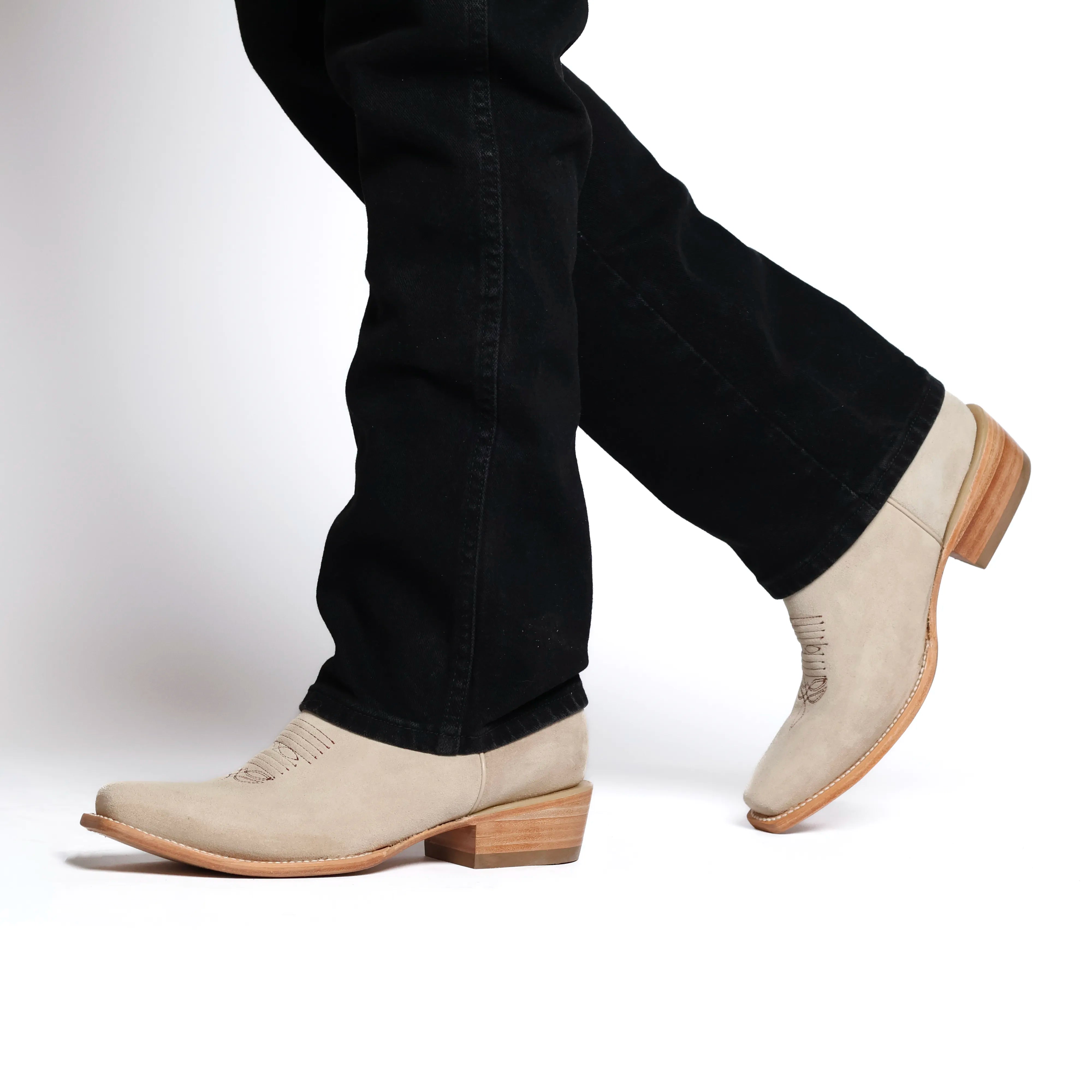Men's Full Ivory Suede JW Toe Cowboy Boots by Vaccari