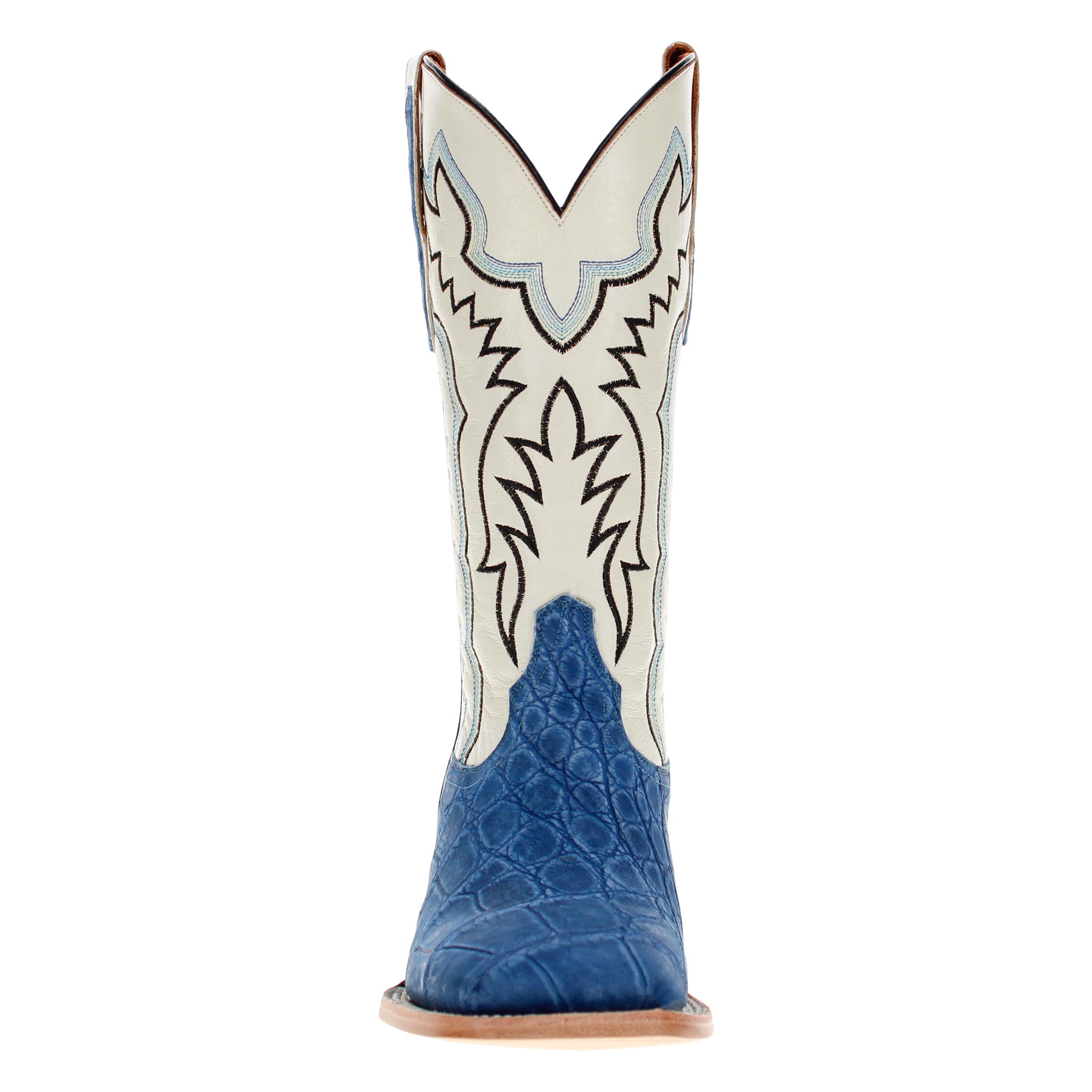 Men's Blue Wild Caught American Alligator Belly BS Toe Cowboy Boots by Vaccari