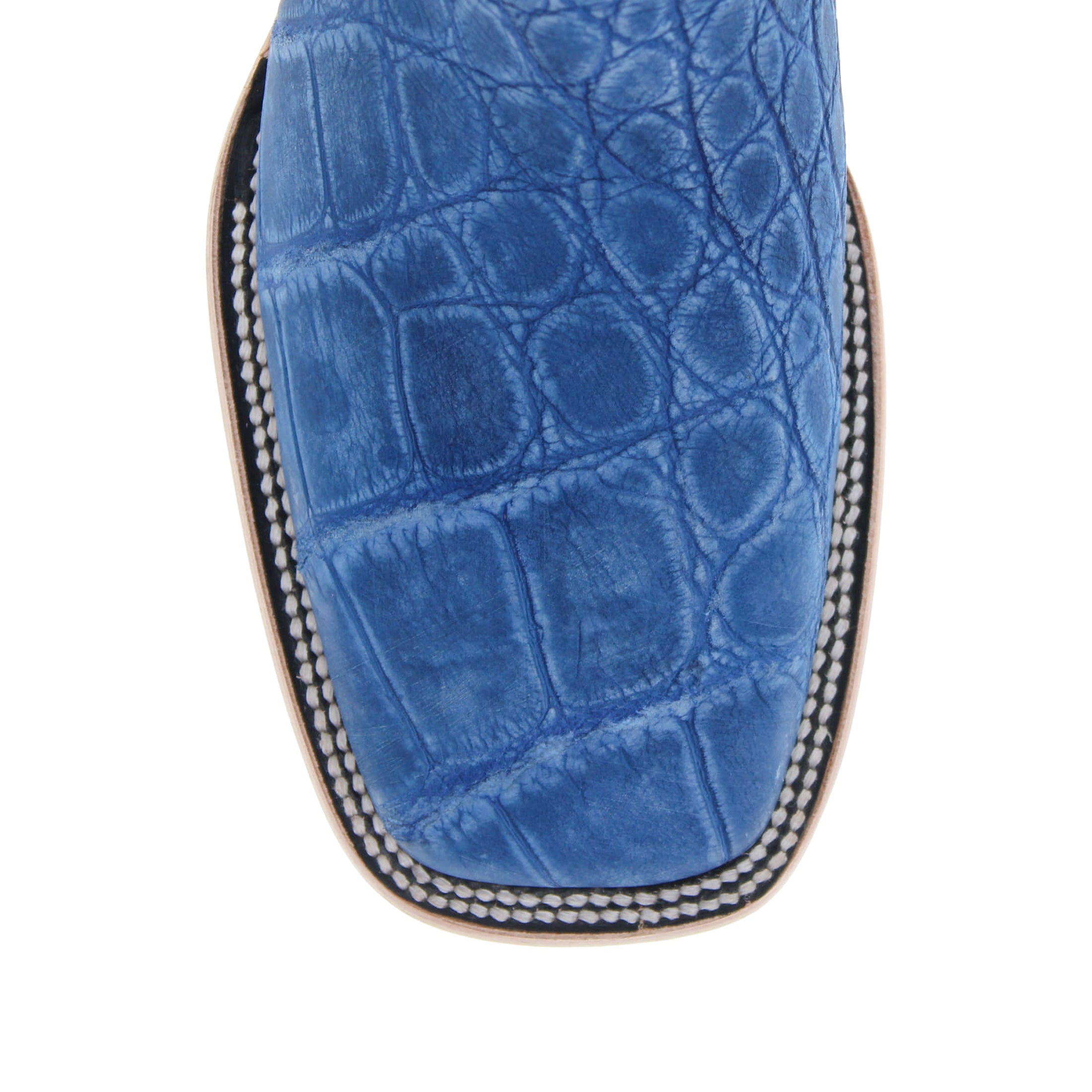 Men's Blue Wild Caught American Alligator Belly BS Toe Cowboy Boots by Vaccari
