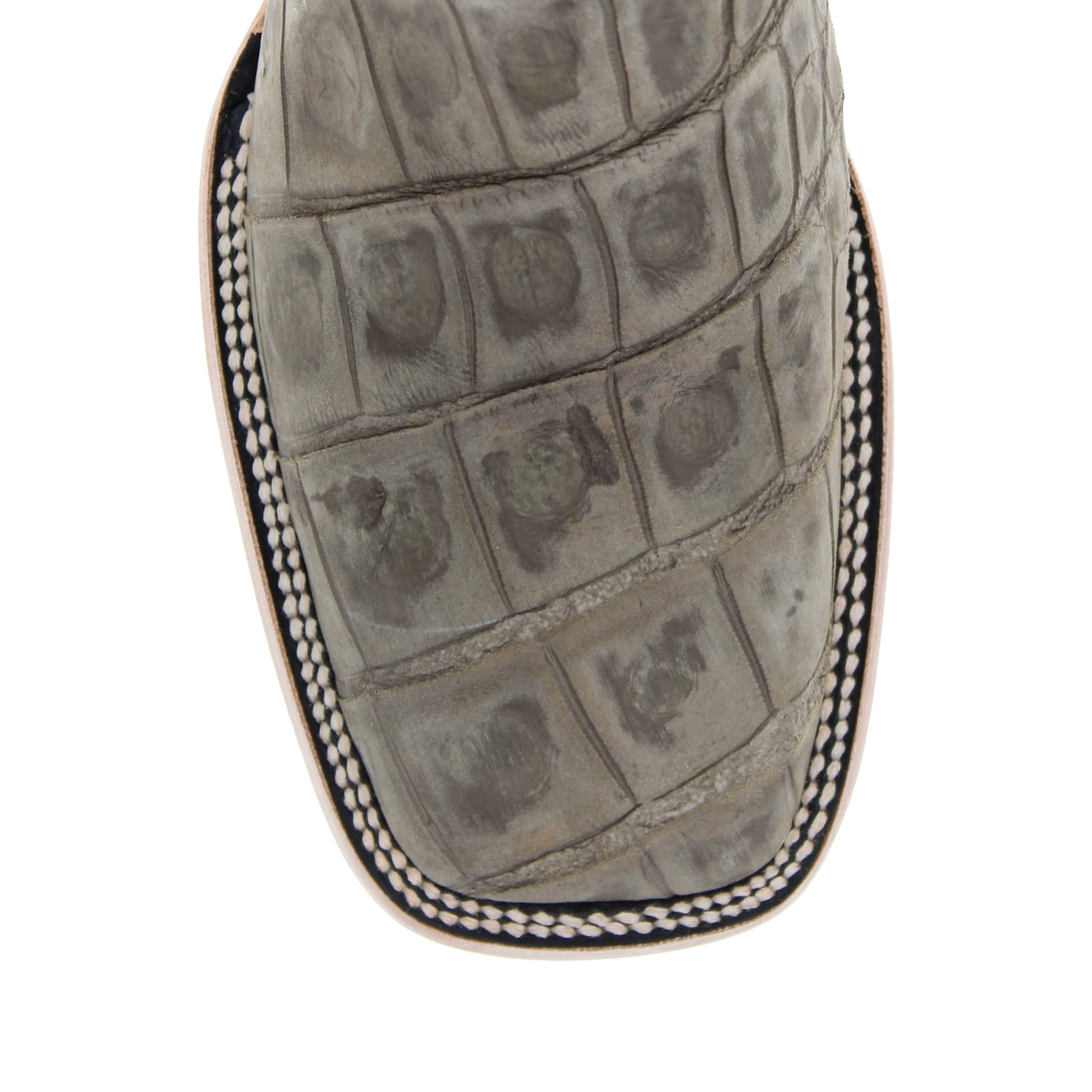 Men's Grey Wild Caught American Alligator Belly BS Toe Cowboy Boots by Vaccari