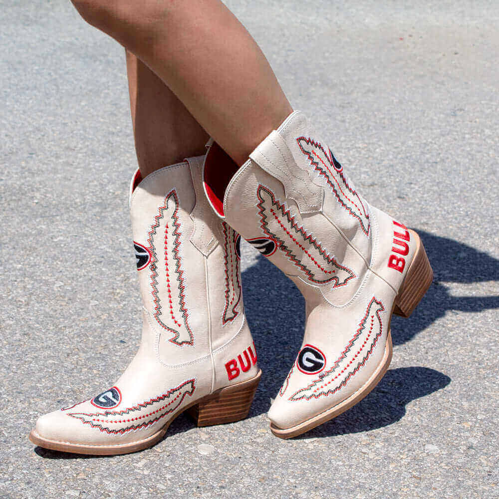 University of Georiga Bone Cowgirl Boots Mimi by V by Vaccari