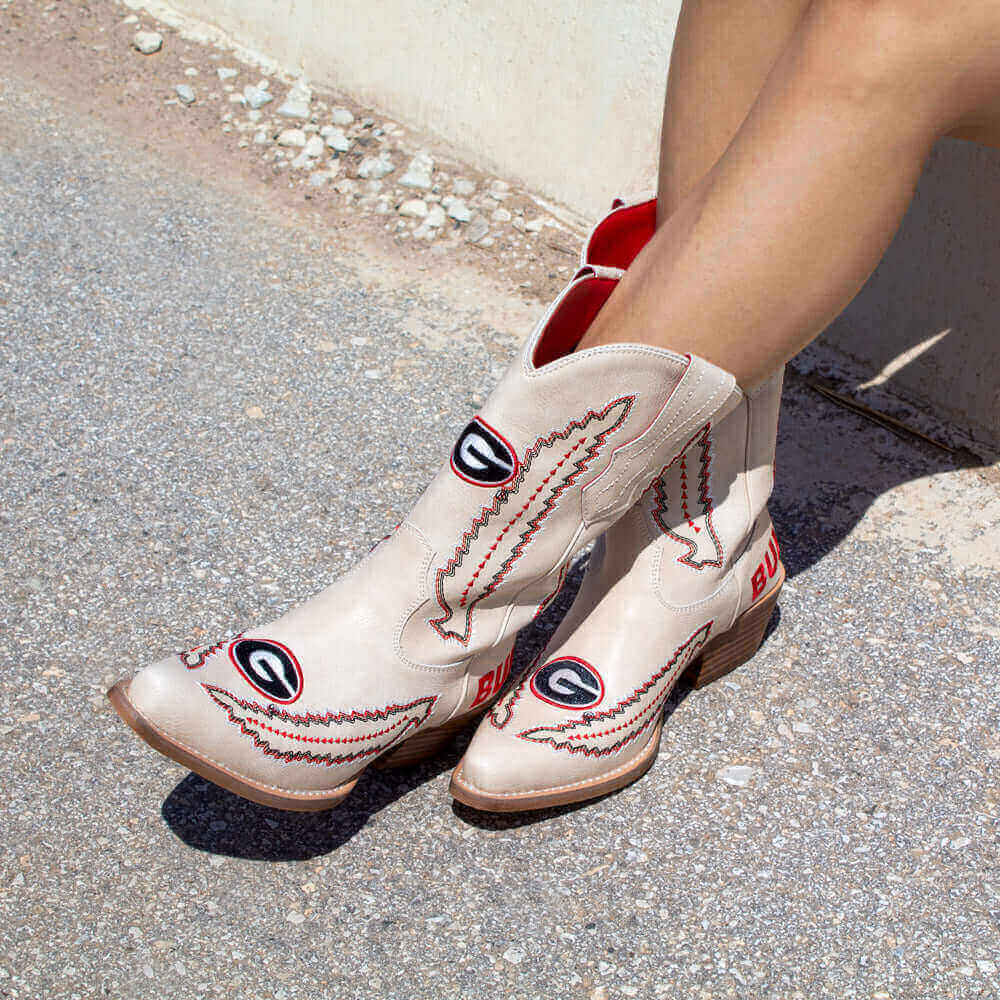 University of Georiga Bone Cowgirl Boots Mimi by V by Vaccari