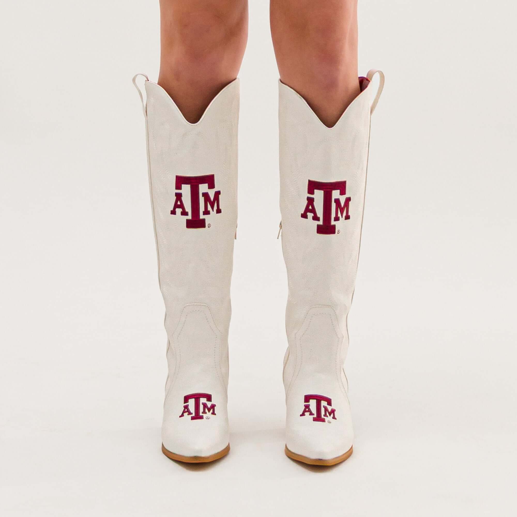 Texas A&M University Blair Tall White Boot By V By Vaccari