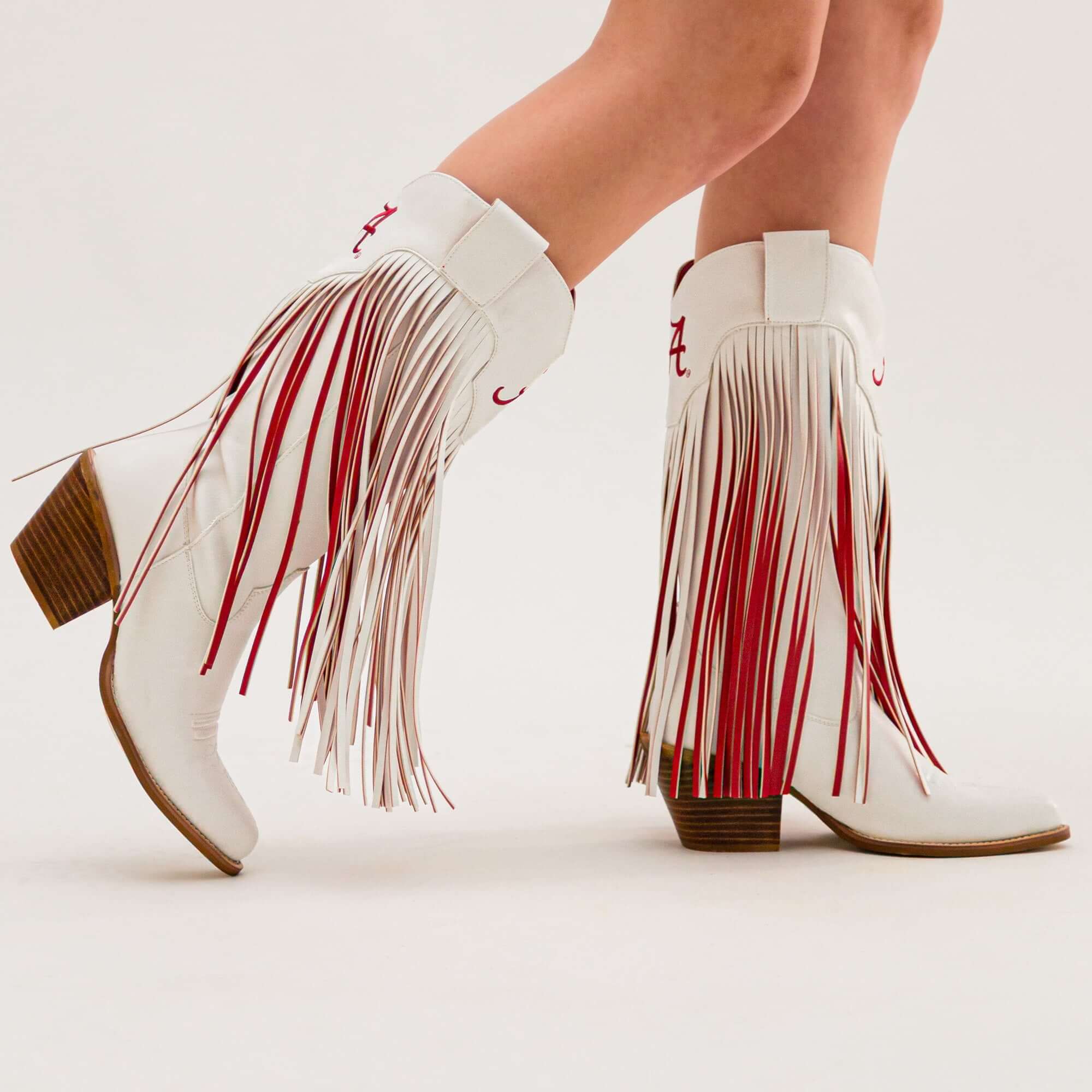University of Alabama Kacey White Fringe Boot By V By Vaccari