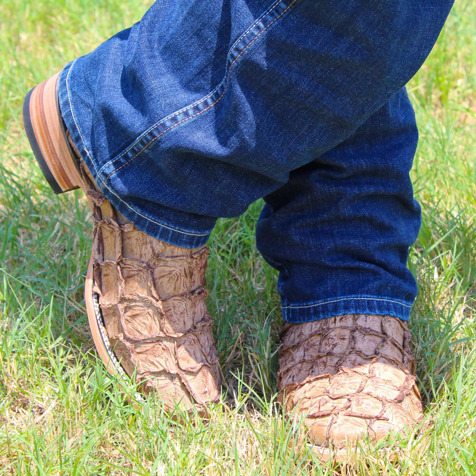 Men's Vaccari Orix Pirarucu Broad Square Toe Cowboy Boots