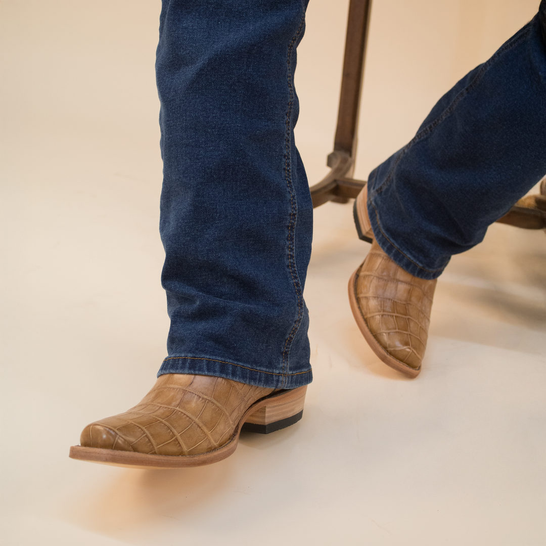 Men's University of Oklahoma Tan Ameircan Alligator Cowboy Boots James by Vaccari University