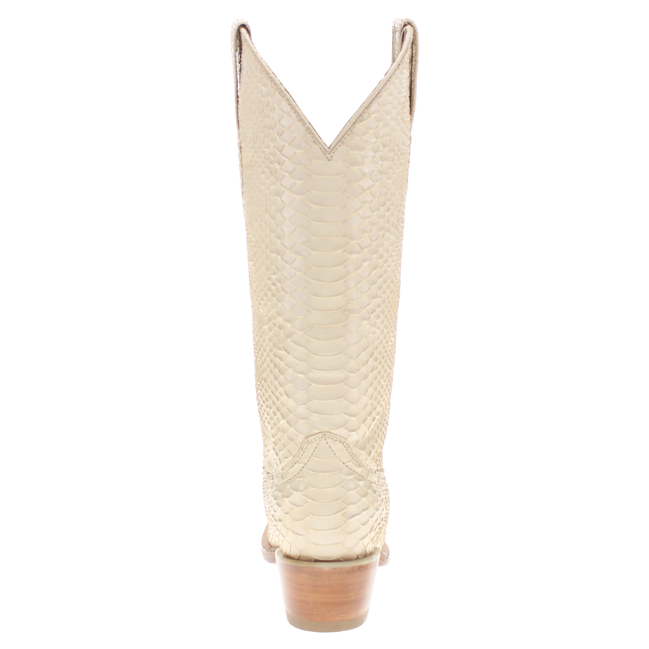 Women's Full Bone Python Snip Toe Cowgirl Boots Pearl by Vaccari