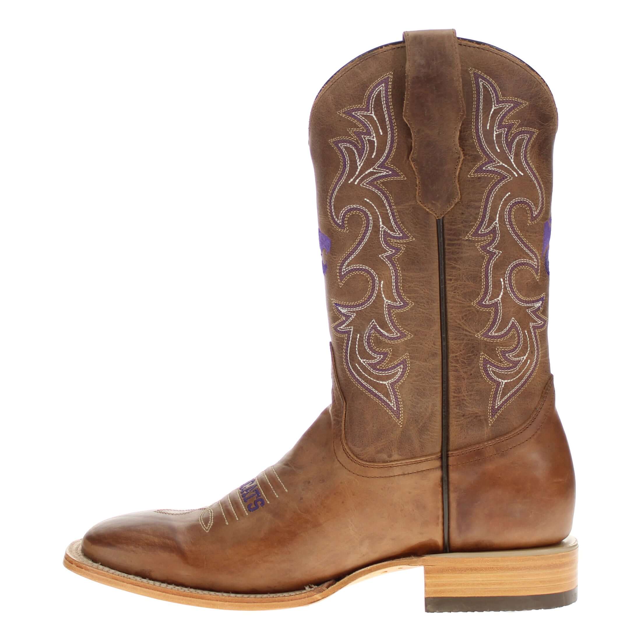 Men's Kansas State University Tan Sqaure Toe Cowboy Boots by Vaccari