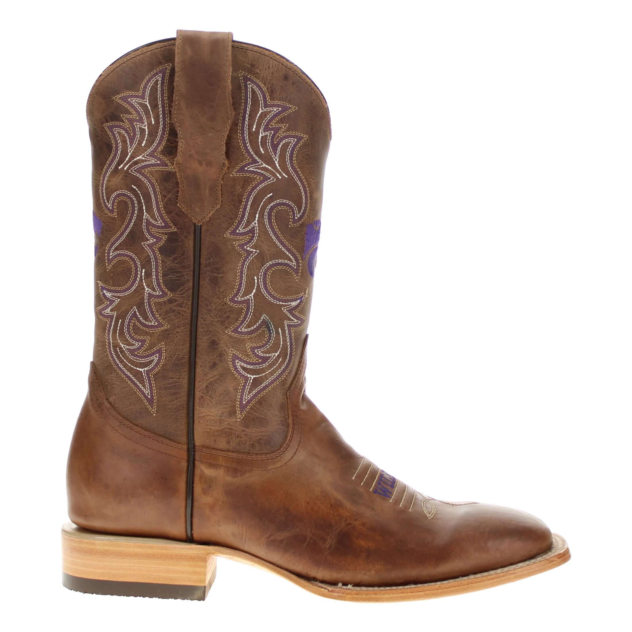 Men's Kansas State University Tan Sqaure Toe Cowboy Boots by Vaccari