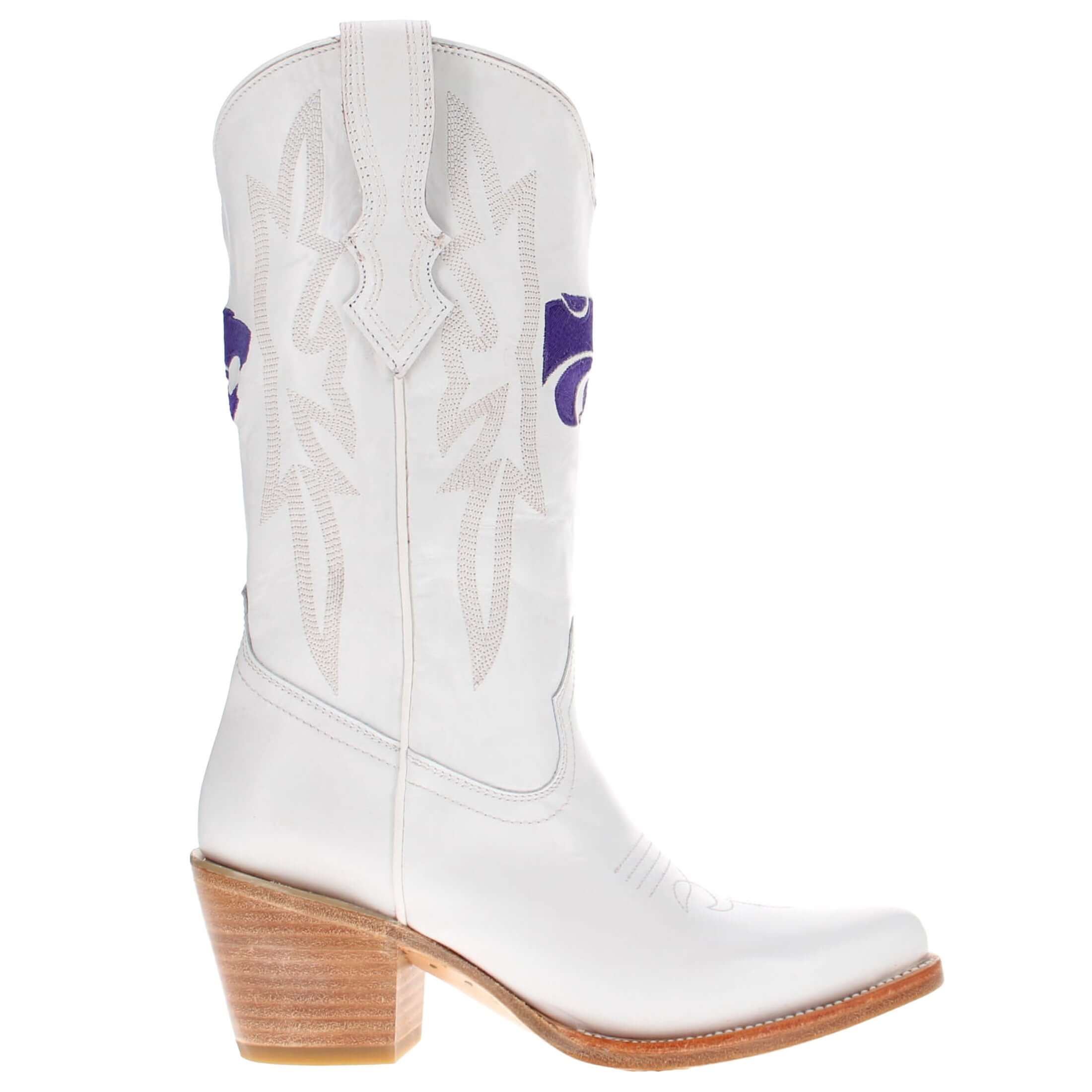 Women's Kansas State University Wildcats All White Pointed Toe Cowgirl Boots Leighton Vaccari University