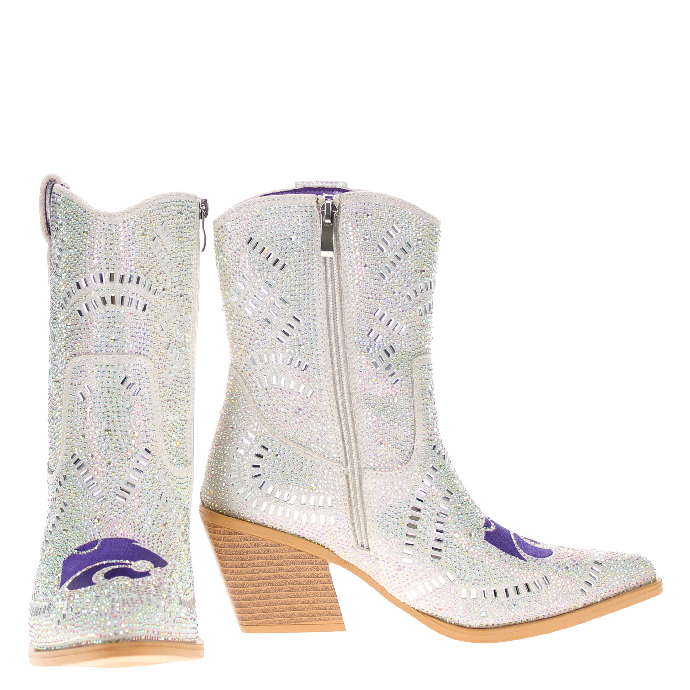 Women's Kansas State University Natural Bling Cowgirl Booties Jade by V by Vaccari