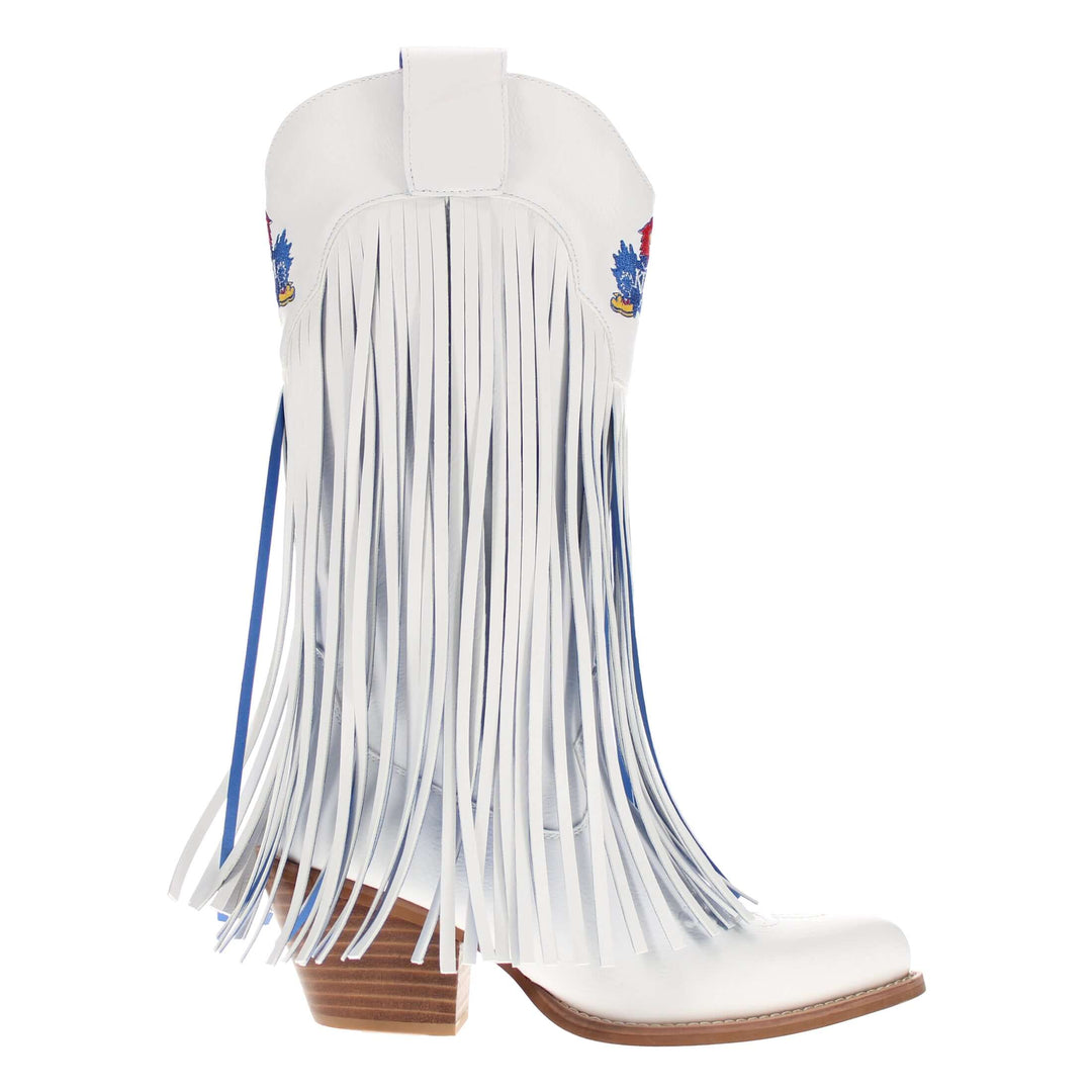 University of Kansas Kacey White Fringe Boot By V By Vaccari