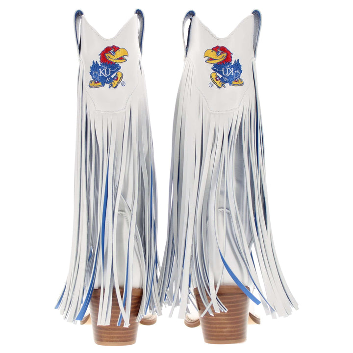 University of Kansas Kacey White Fringe Boot By V By Vaccari