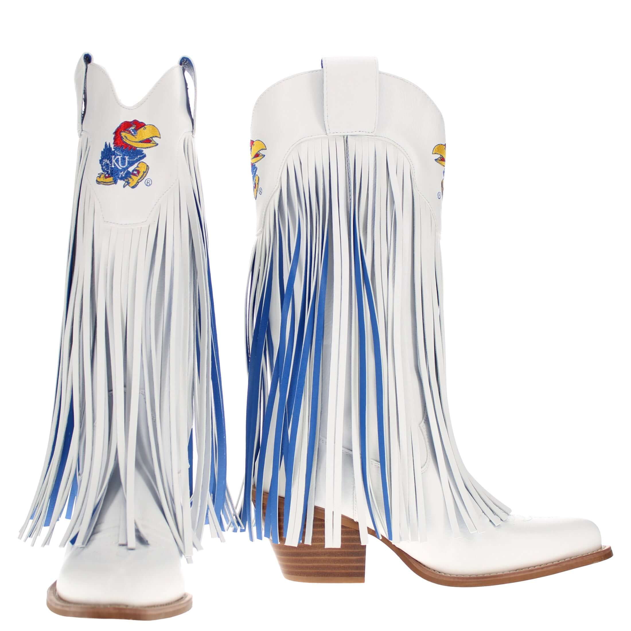 University of Kansas Kacey White Fringe Boot By V By Vaccari