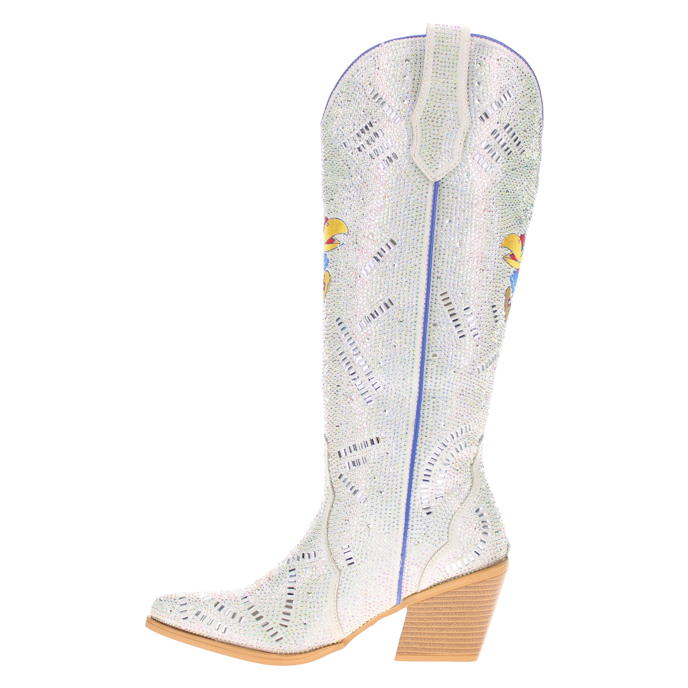 Women's University of Kansas Natural Tall Bling Cowgirl Boots Amber by V by Vaccari