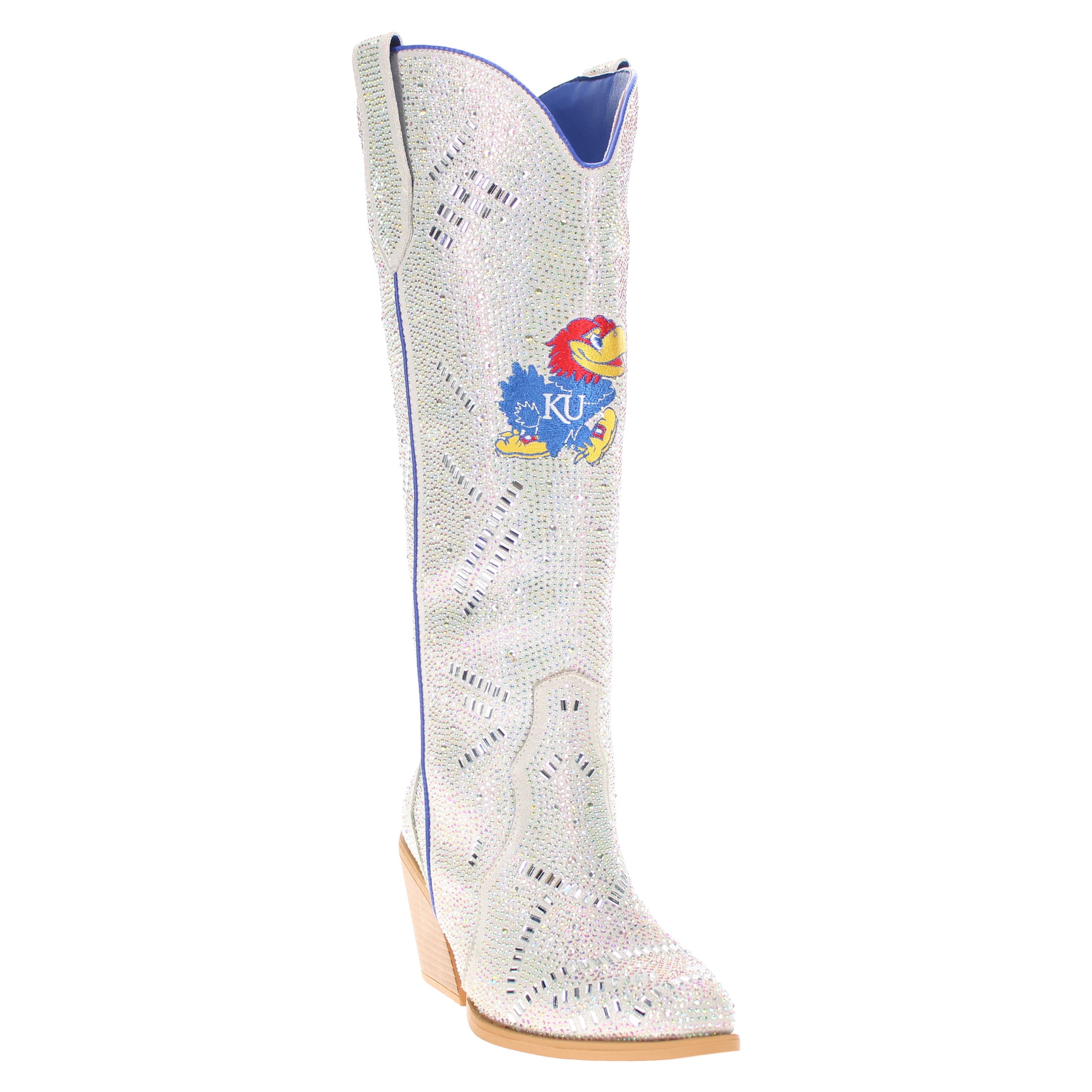 Women's University of Kansas Natural Tall Bling Cowgirl Boots Amber by V by Vaccari