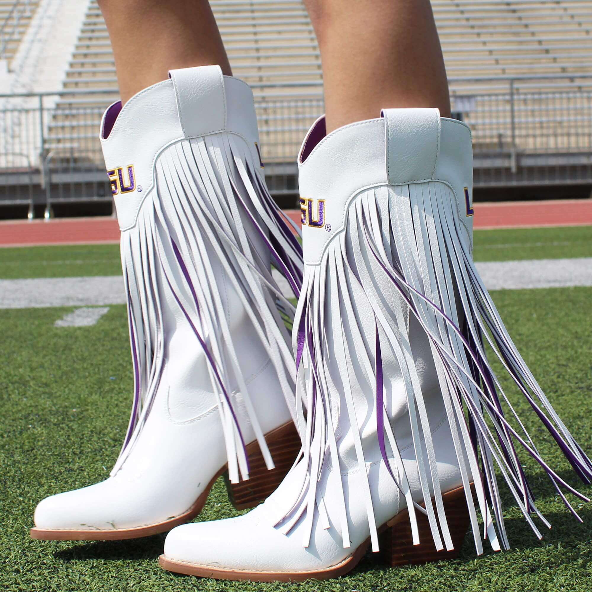 Louisiana State University Kacey White Fringe Boot By V By Vaccari