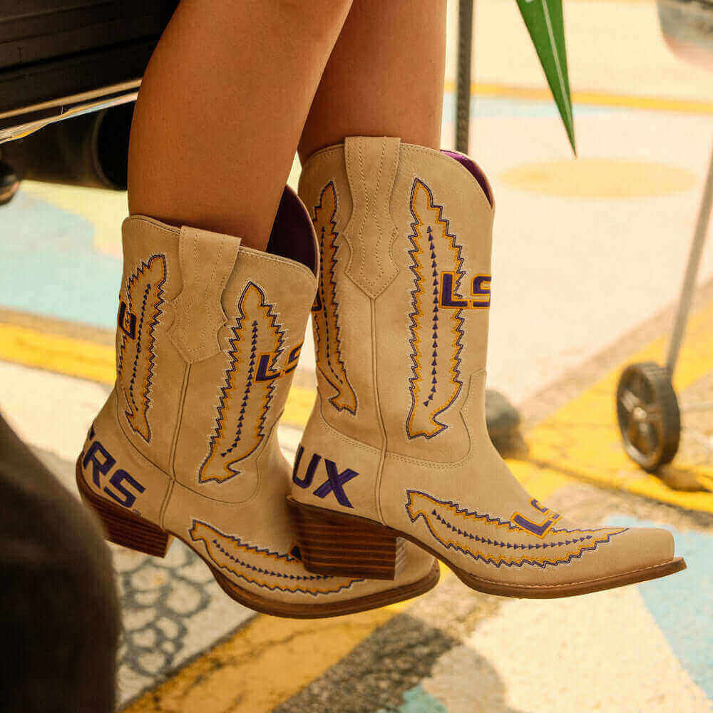 LSU Bone Cowgirl Boots Mimi by V by Vaccari