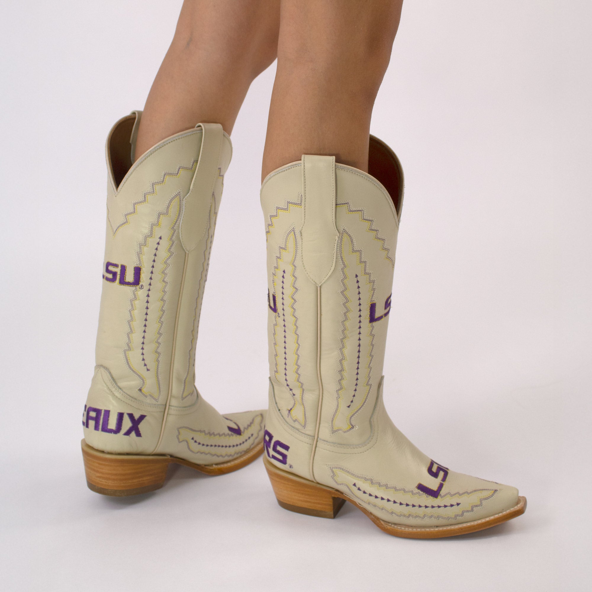 Women's Louisiana State University Bone Cowgirl Boots Naomi by Vaccari University