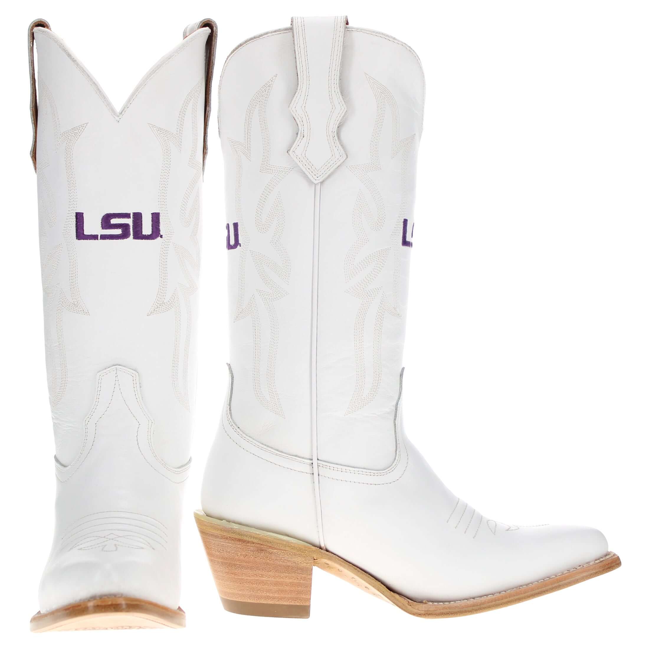 Women's Louisiana State White Cowgirl Boots Leighton by Vaccari University