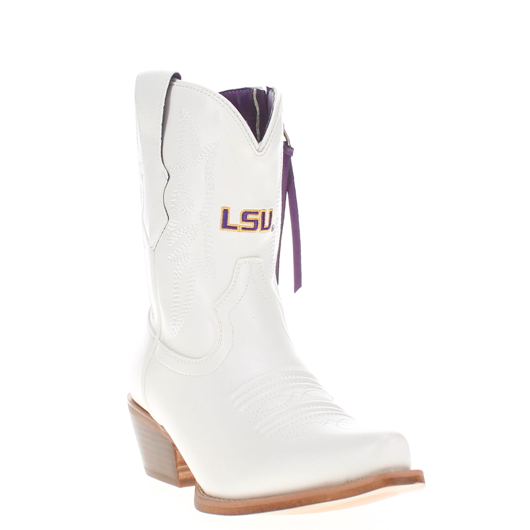 Women's Louisiana State University White Cowgirl Boots with Color Tassel Lynn by V by Vaccari