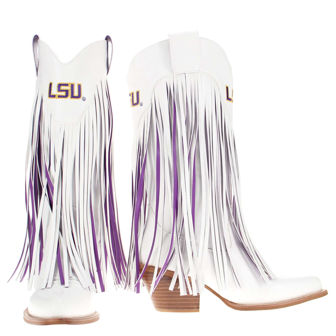 Louisiana State University Kacey White Fringe Boot By V By Vaccari