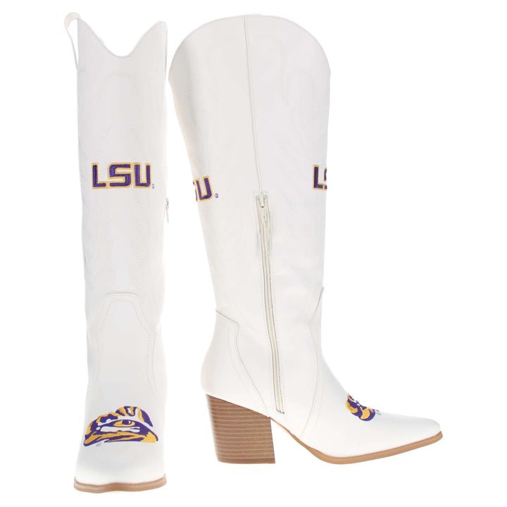 Louisiana State University Blair Tall White Boot By V By Vaccari