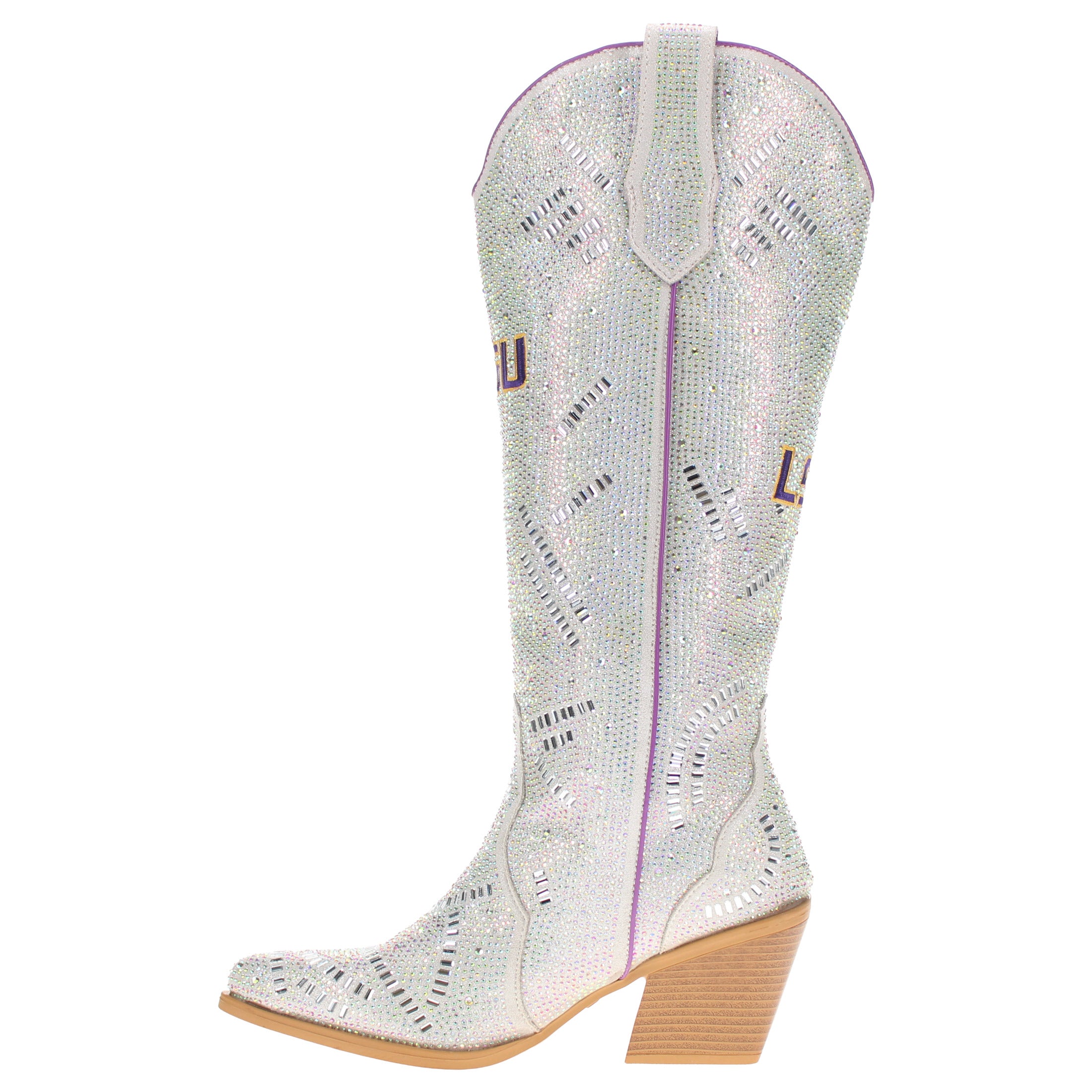 Women's Louisiana State University Natural Tall Bling Cowgirl Boots Amber by V by Vaccari