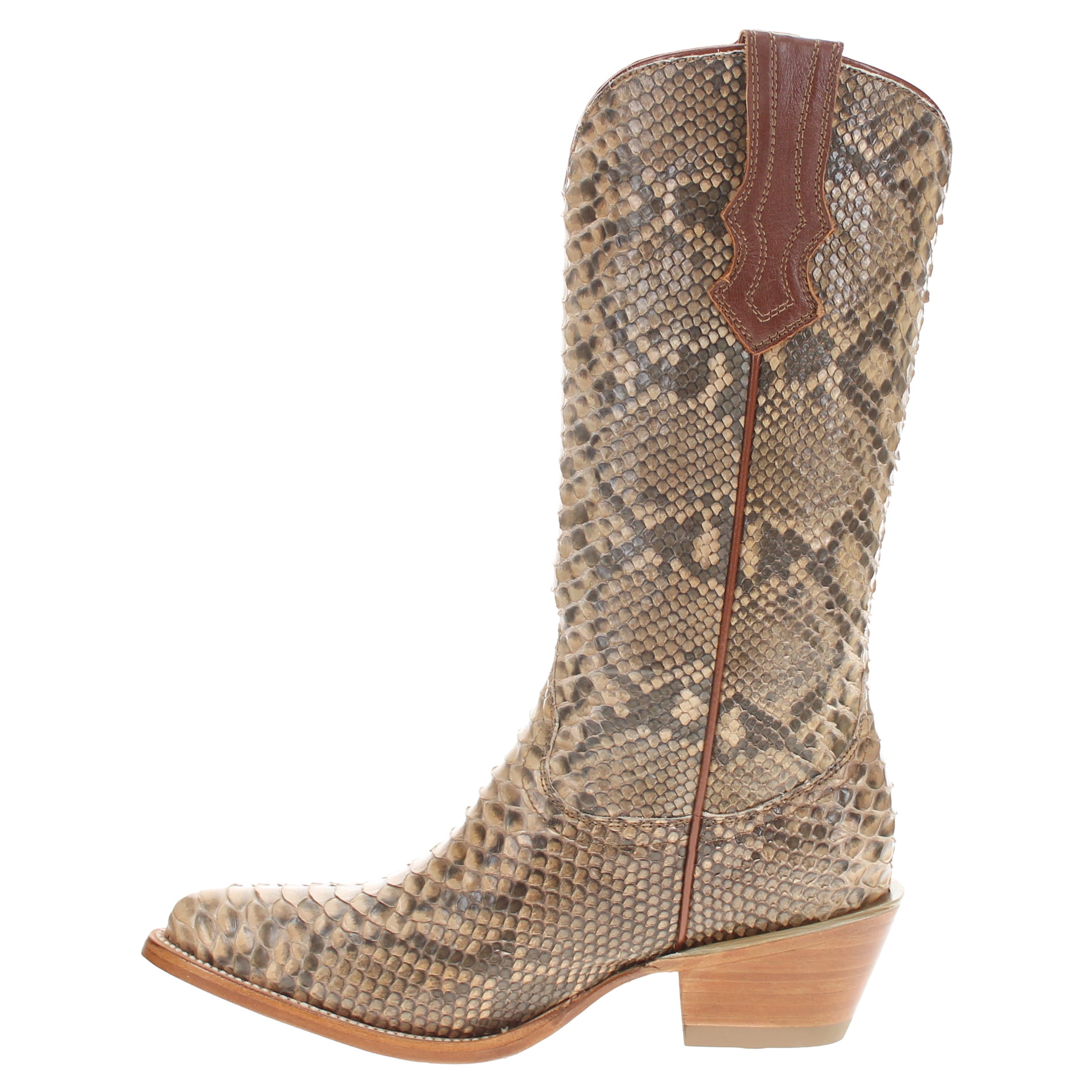 Women's Full Beige Python Pointed Toe Cowgirl Boots Kennedy by Vaccari