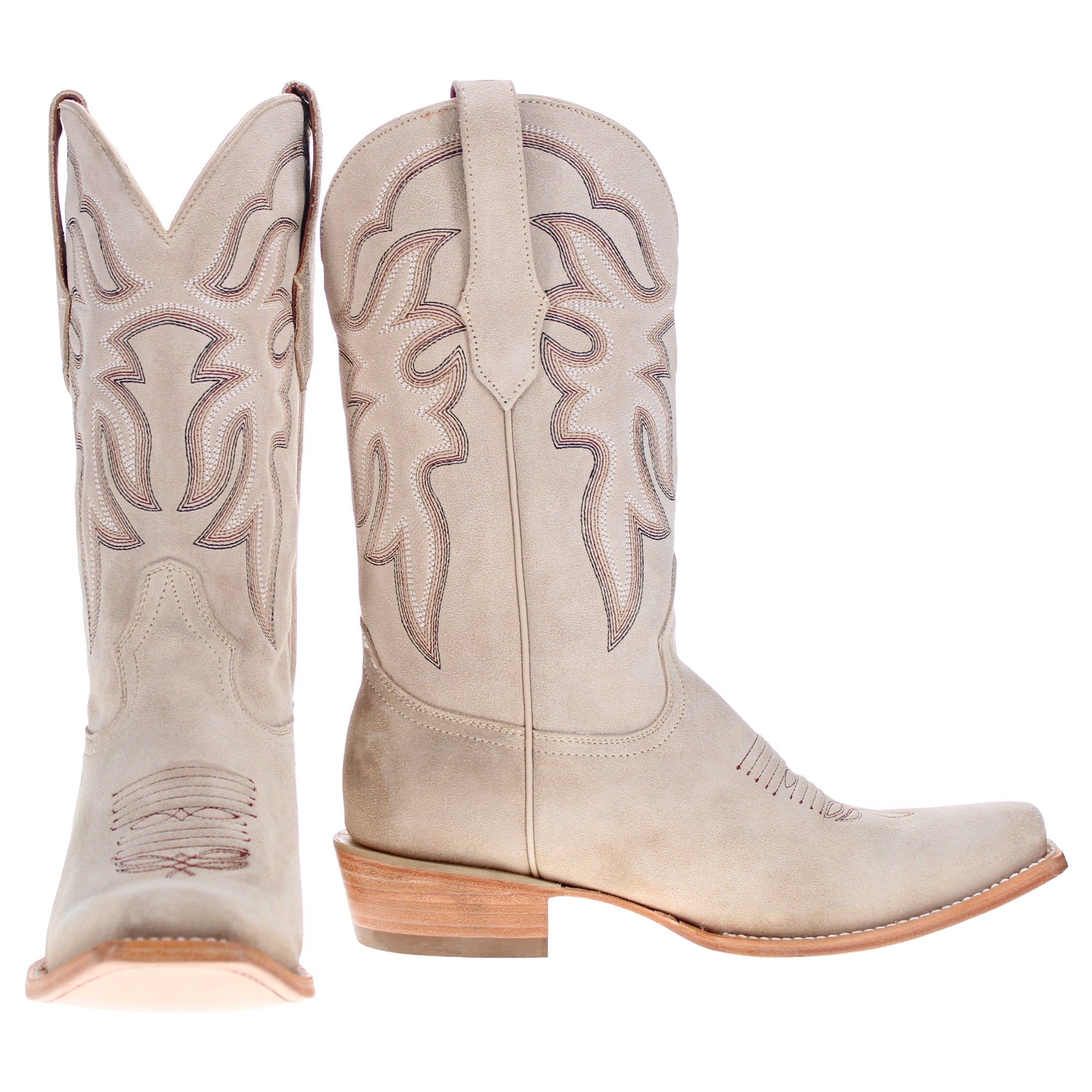 Men's Full Ivory Suede JW Toe Cowboy Boots by Vaccari