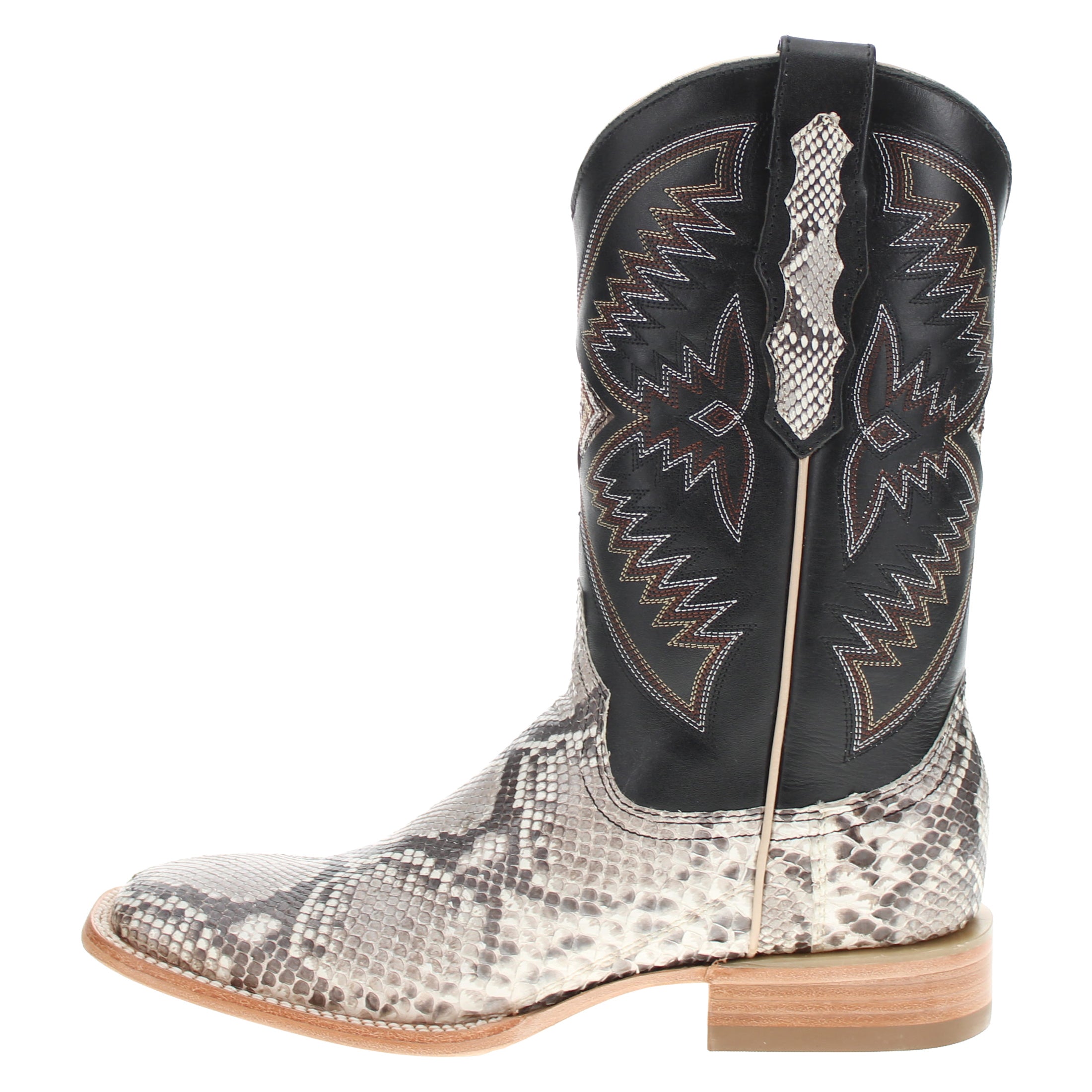 Men's Natural Python Square Toe Cowboy Boots by Vaccari