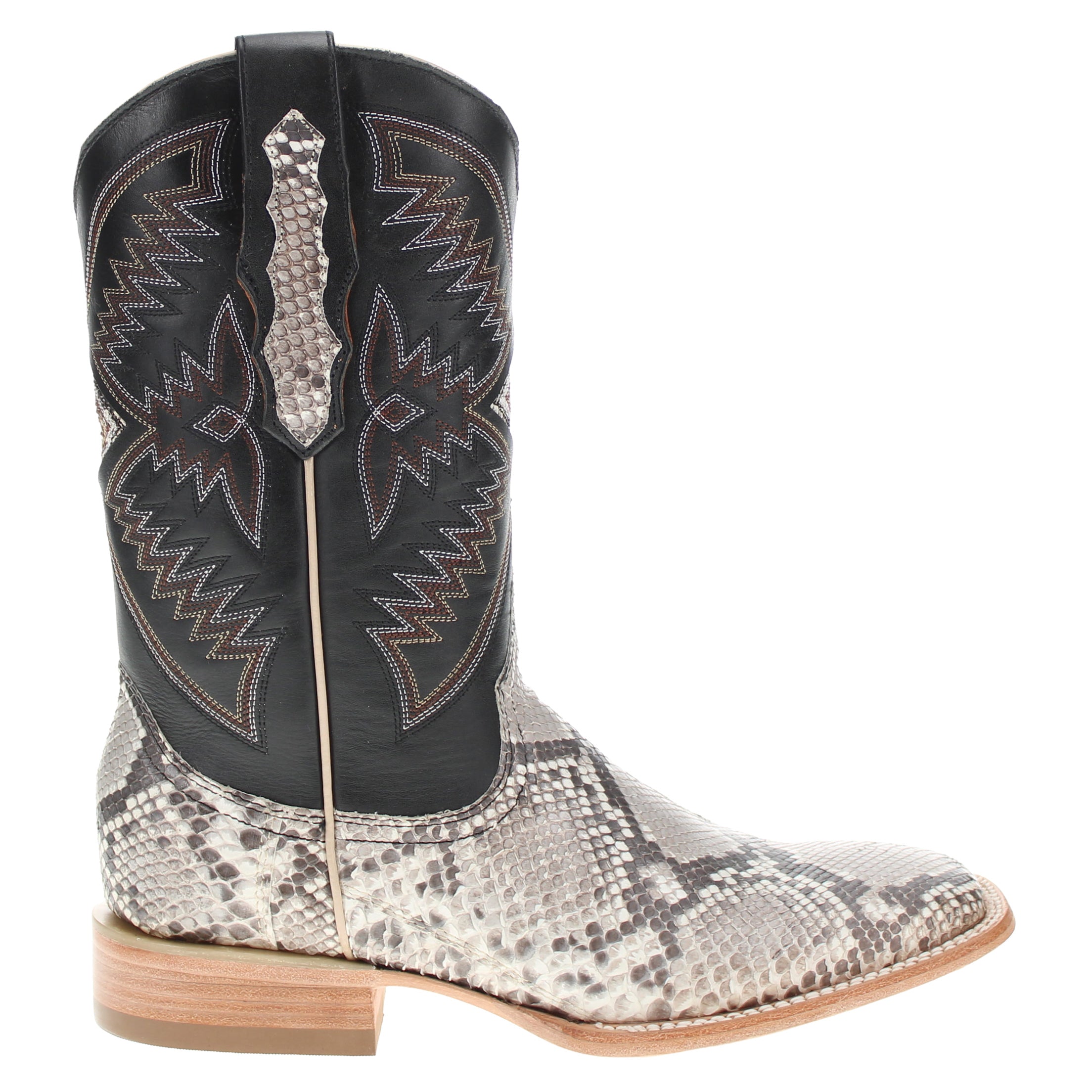 Men's Natural Python Square Toe Cowboy Boots by Vaccari