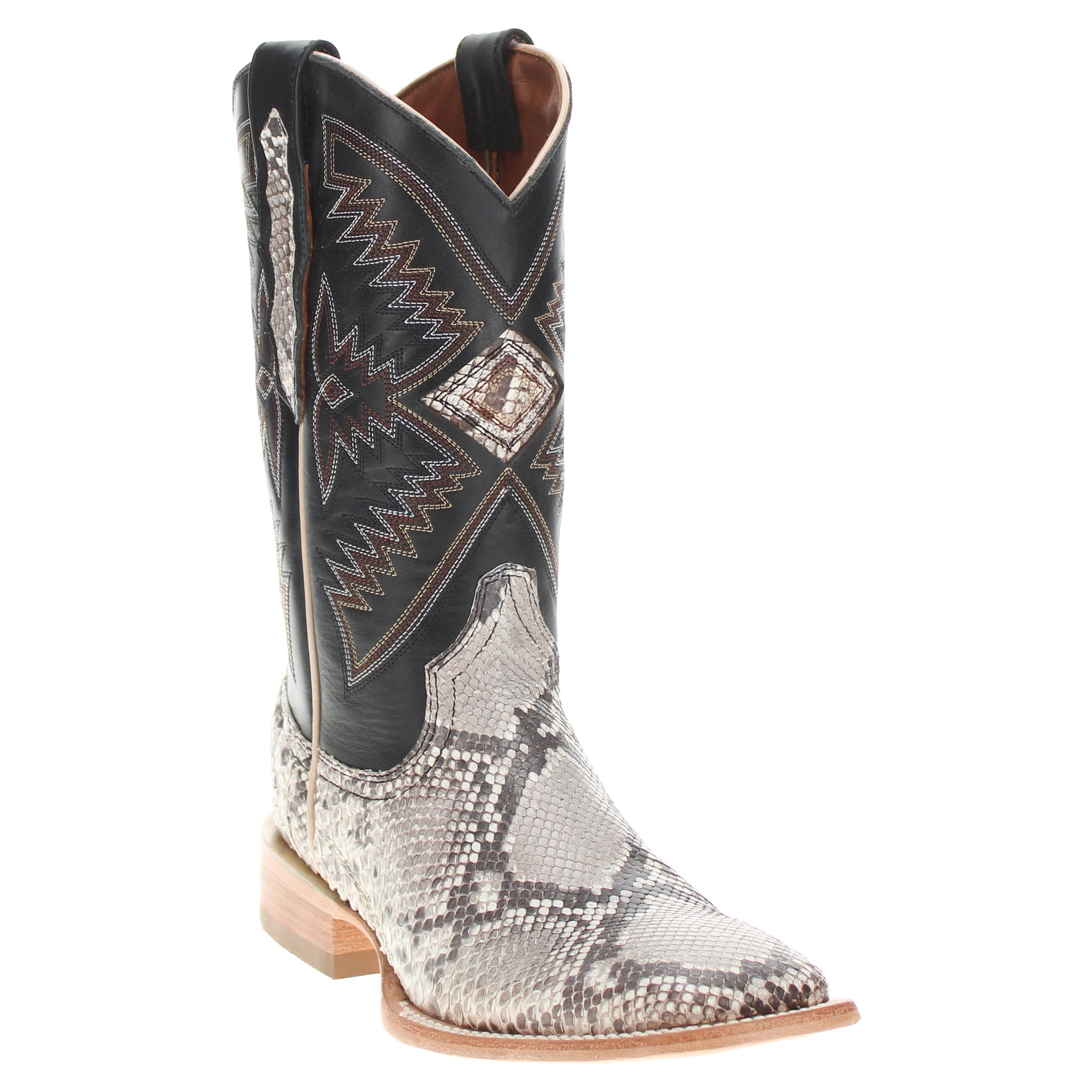 Men's Natural Python Square Toe Cowboy Boots by Vaccari
