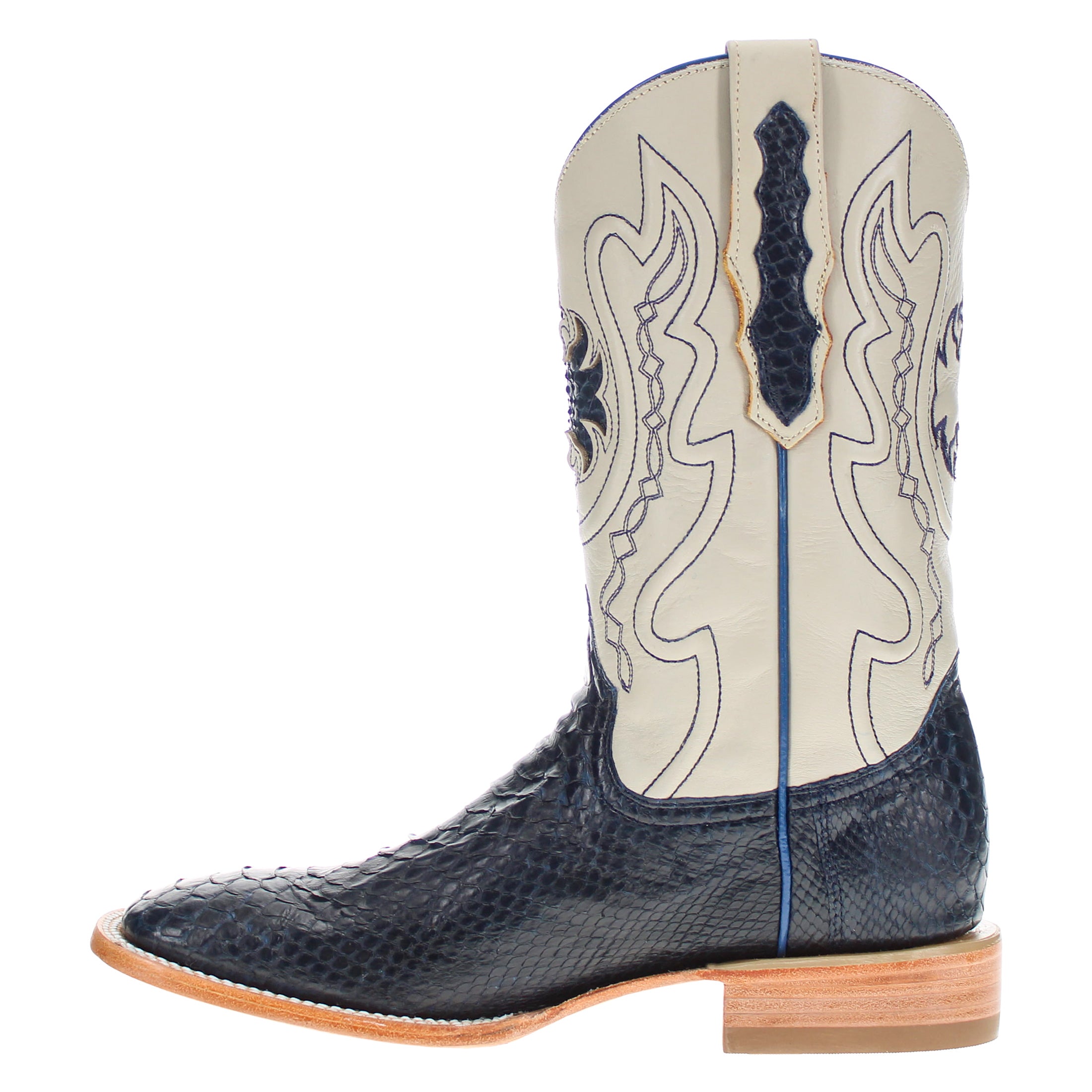 Men's Navy Blue Python BS Toe Cowboy Boots by Vaccari