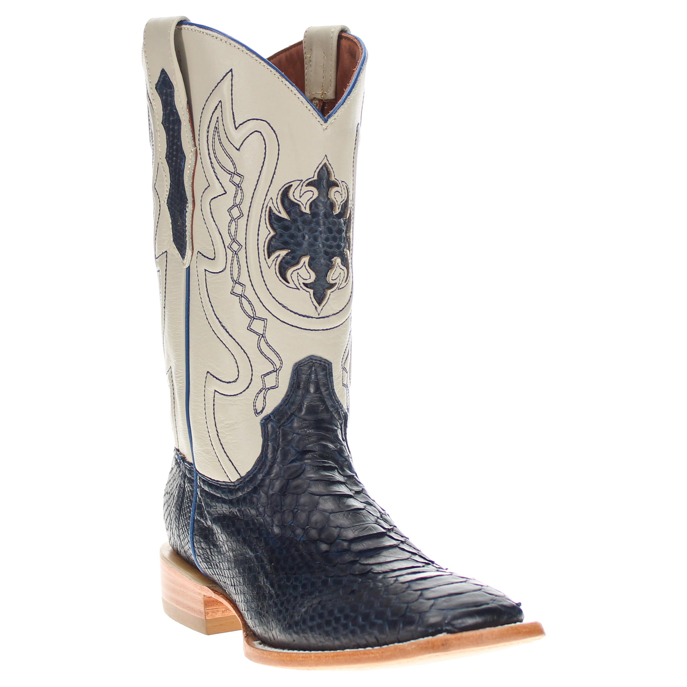 Men's Navy Blue Python BS Toe Cowboy Boots by Vaccari