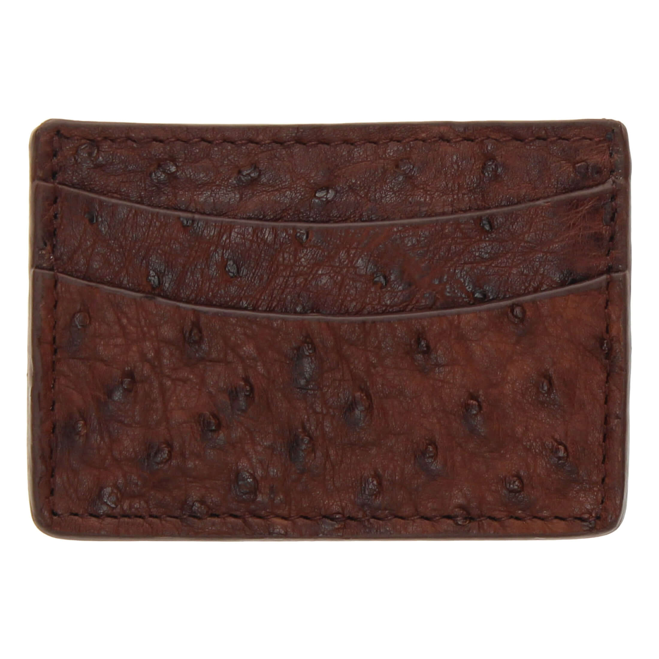Mocha Ostrich Cerdit Card Holder by Vaccari Core