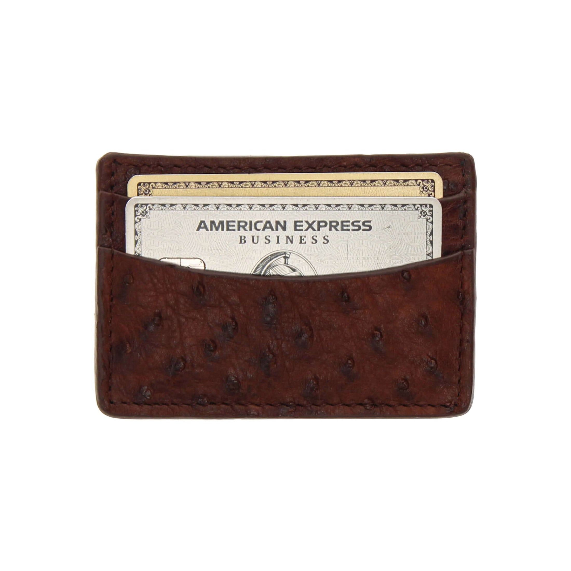 Mocha Ostrich Cerdit Card Holder by Vaccari Core