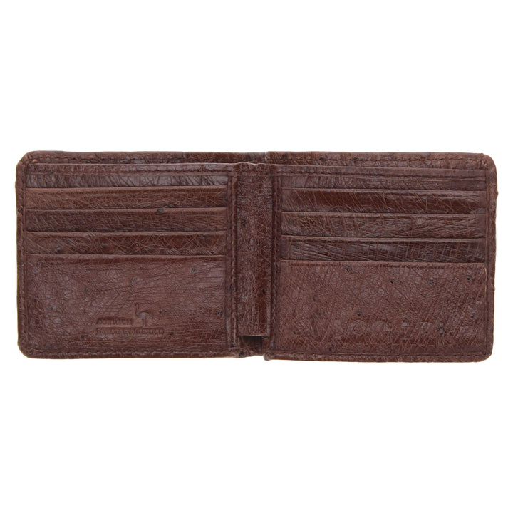 Mocha Full Quill Ostrich Billfold Wallet by Vaccari