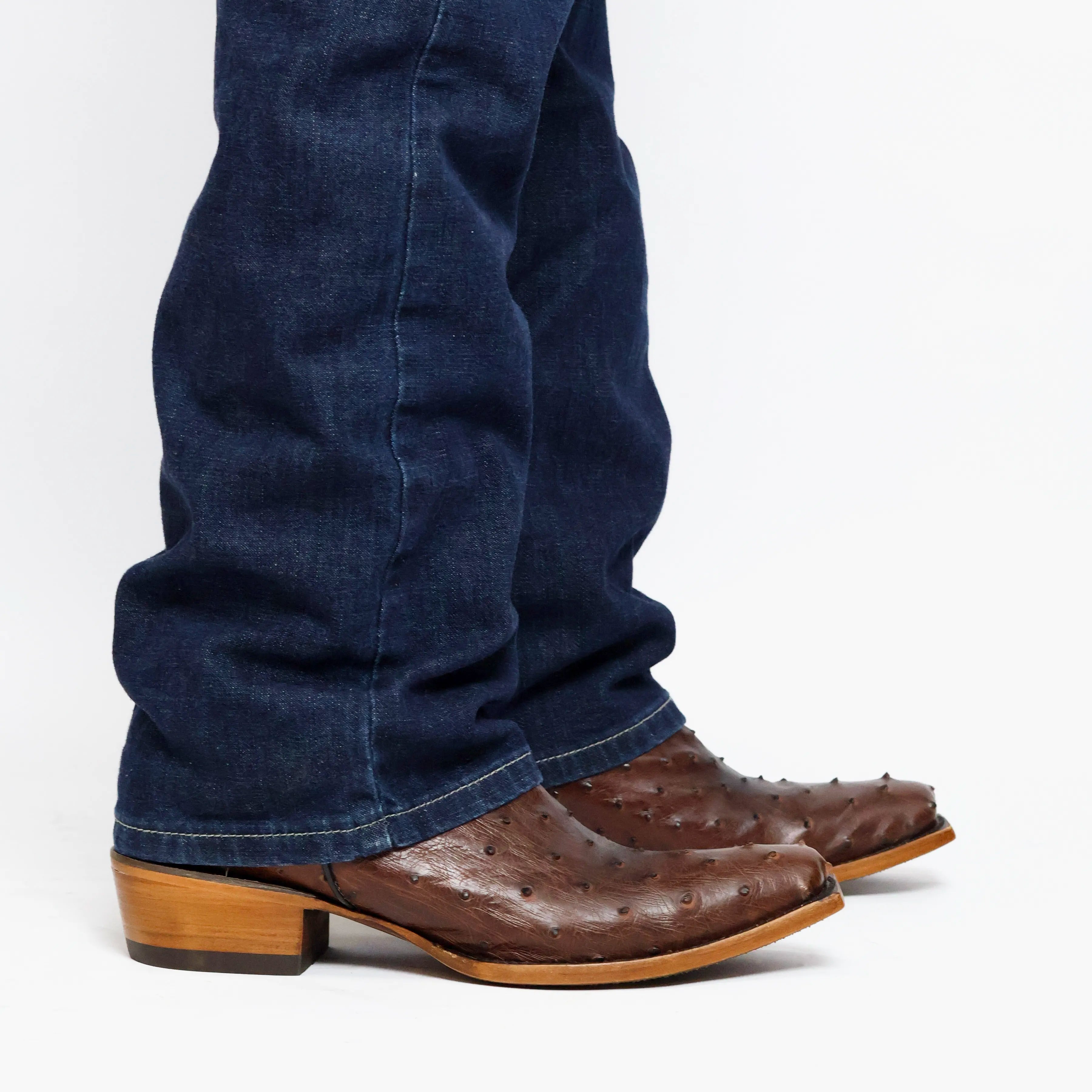 Men's Mocha Full Quill Ostrich JW Toe Cowboy Boots by Vaccari